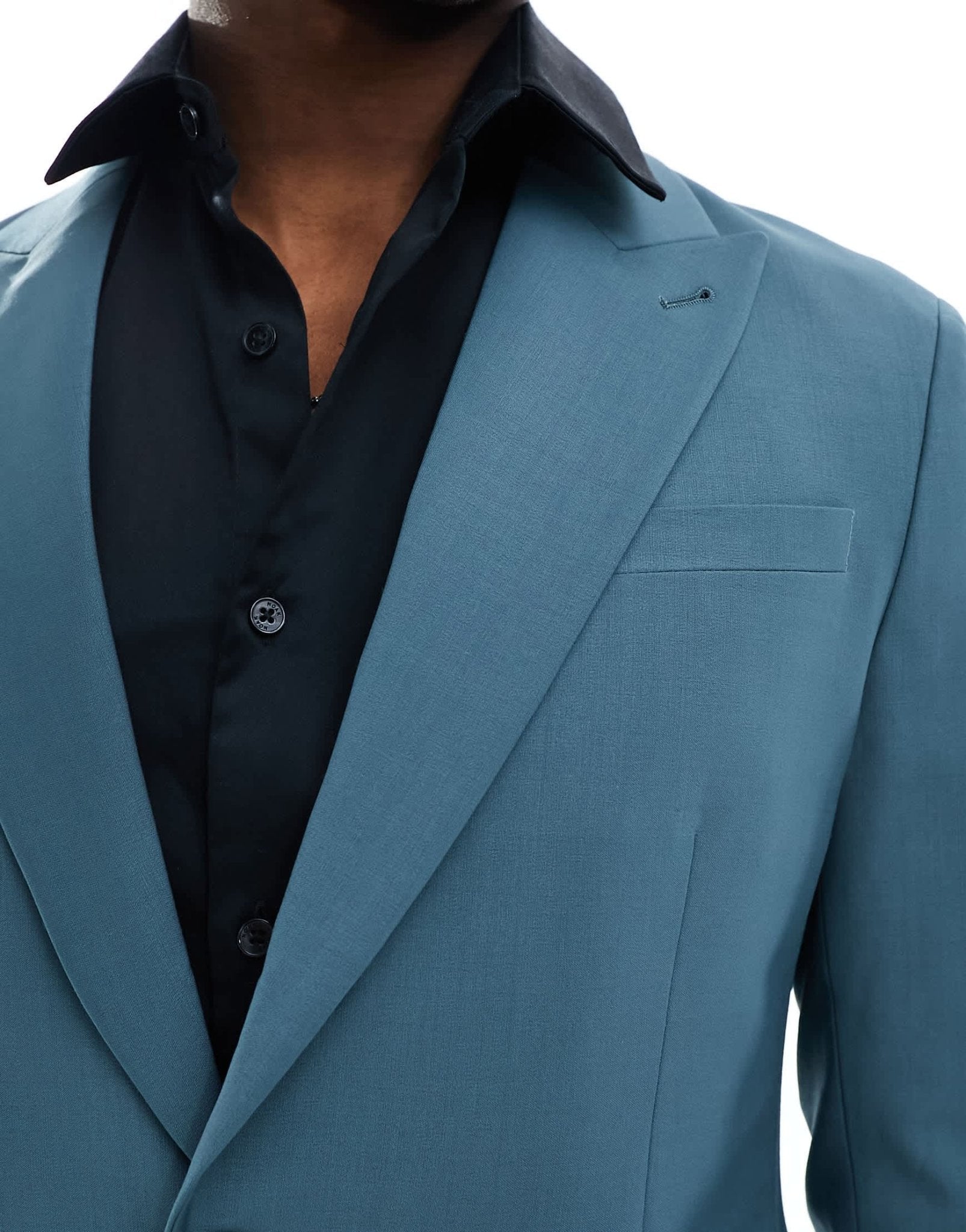 AllSaints Moad suit blazer in petrol blue - ASOS Sample Sale