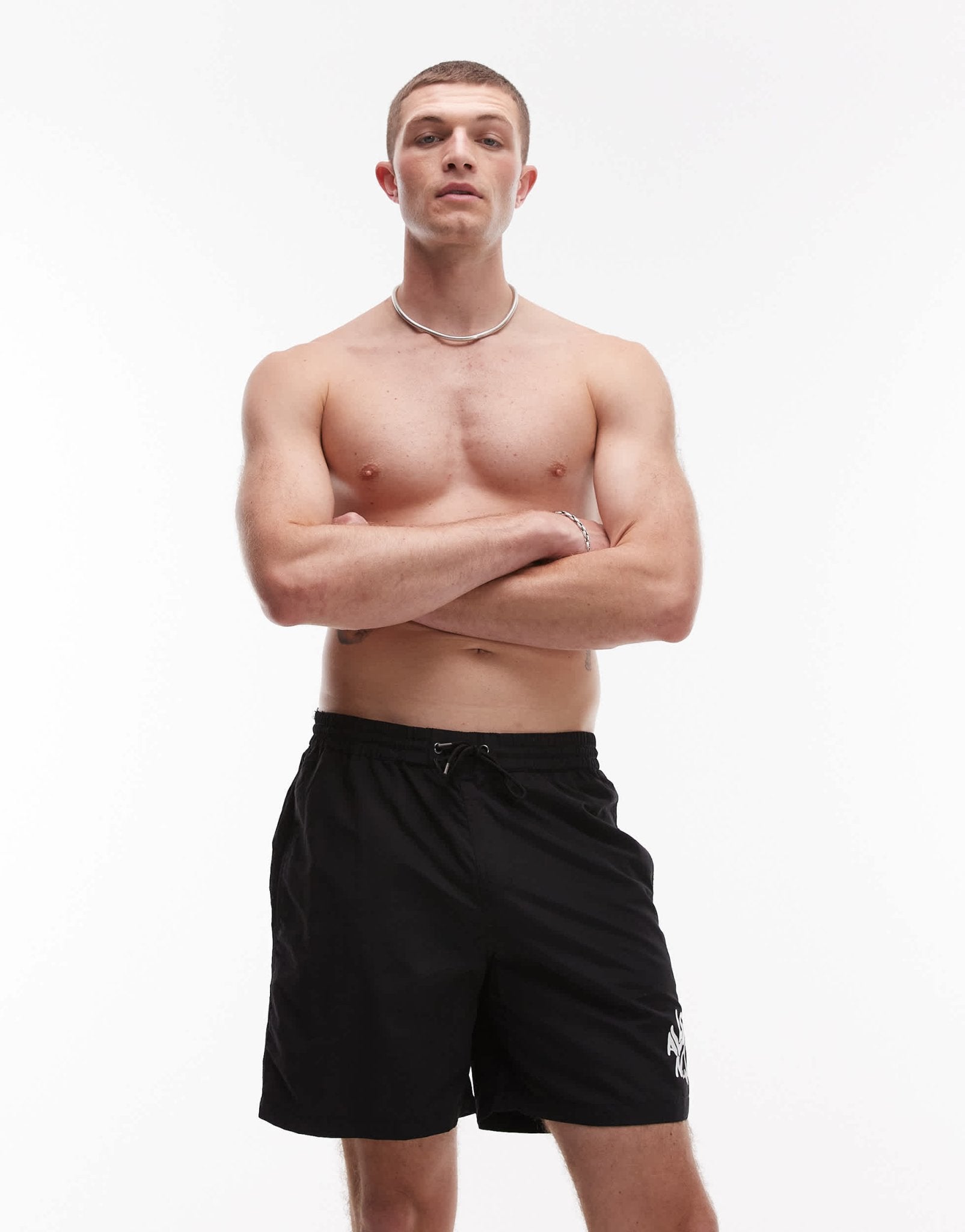 Allsaints orlando swimshort in jet black - ASOS Sample Sale