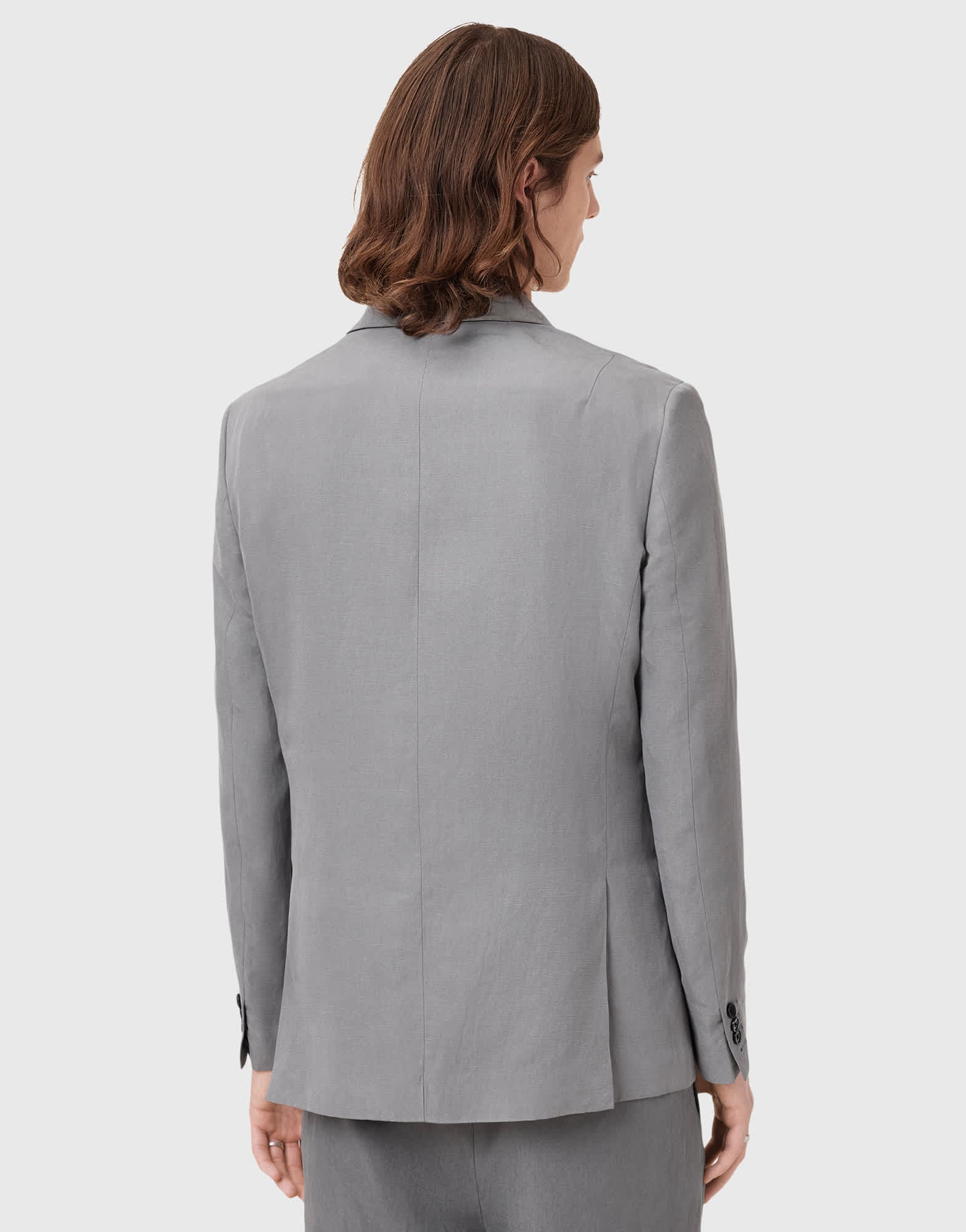 Allsaints Orpheus double breasted tailored blazer in light grey - GREY - ASOS Sample Sale