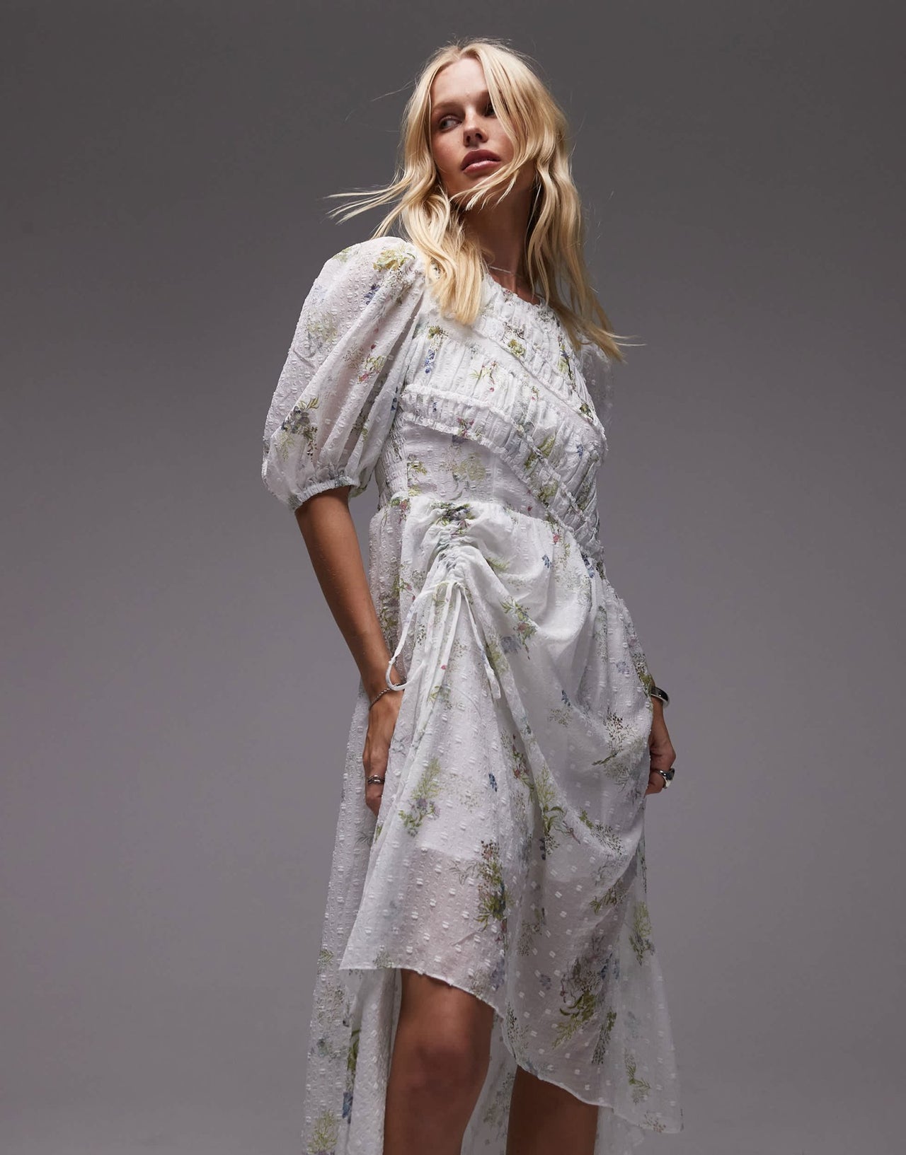 Allsaints serene dress in laci ecru white