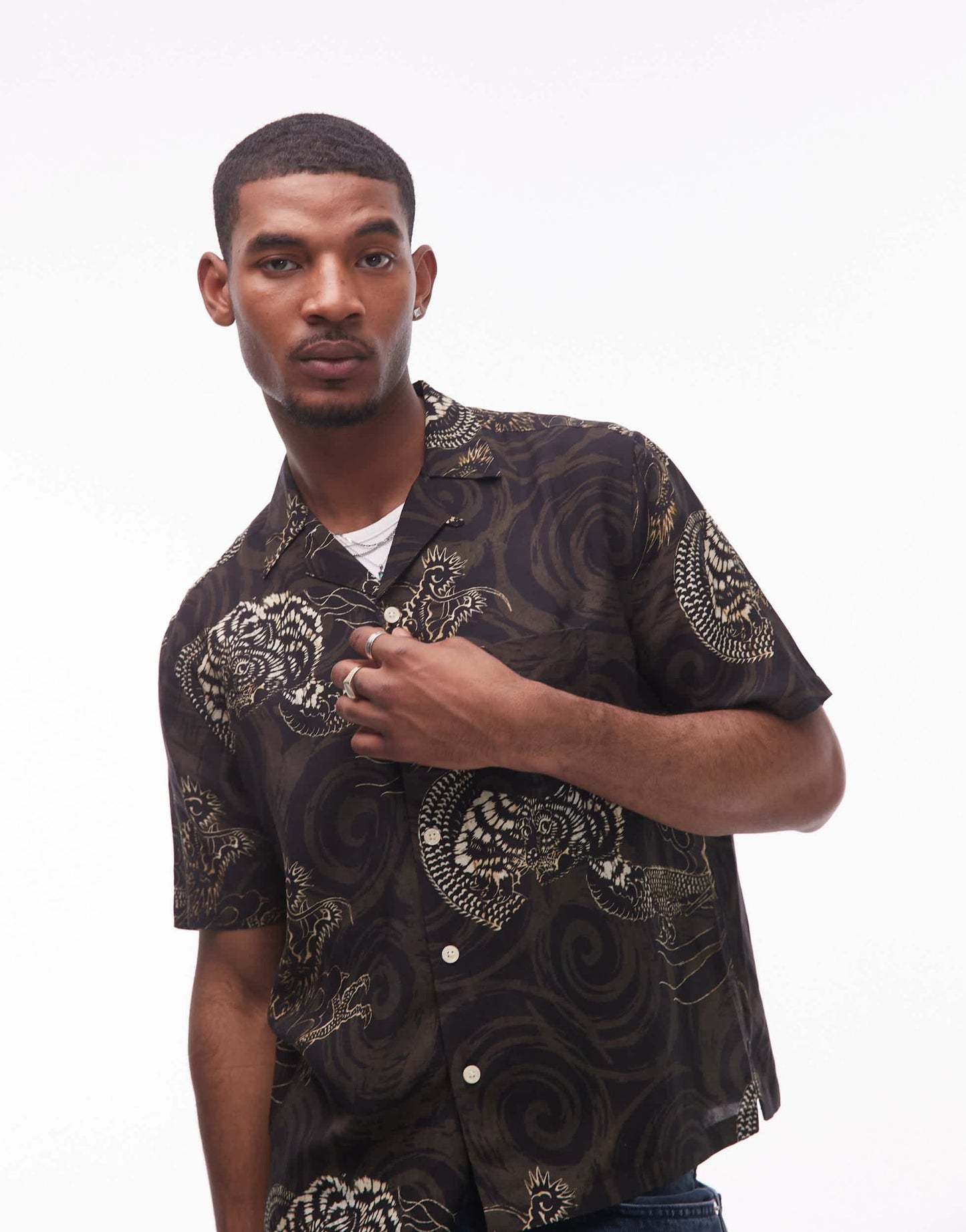Allsaints sidewinder shirt in kelp green - ASOS Sample Sale