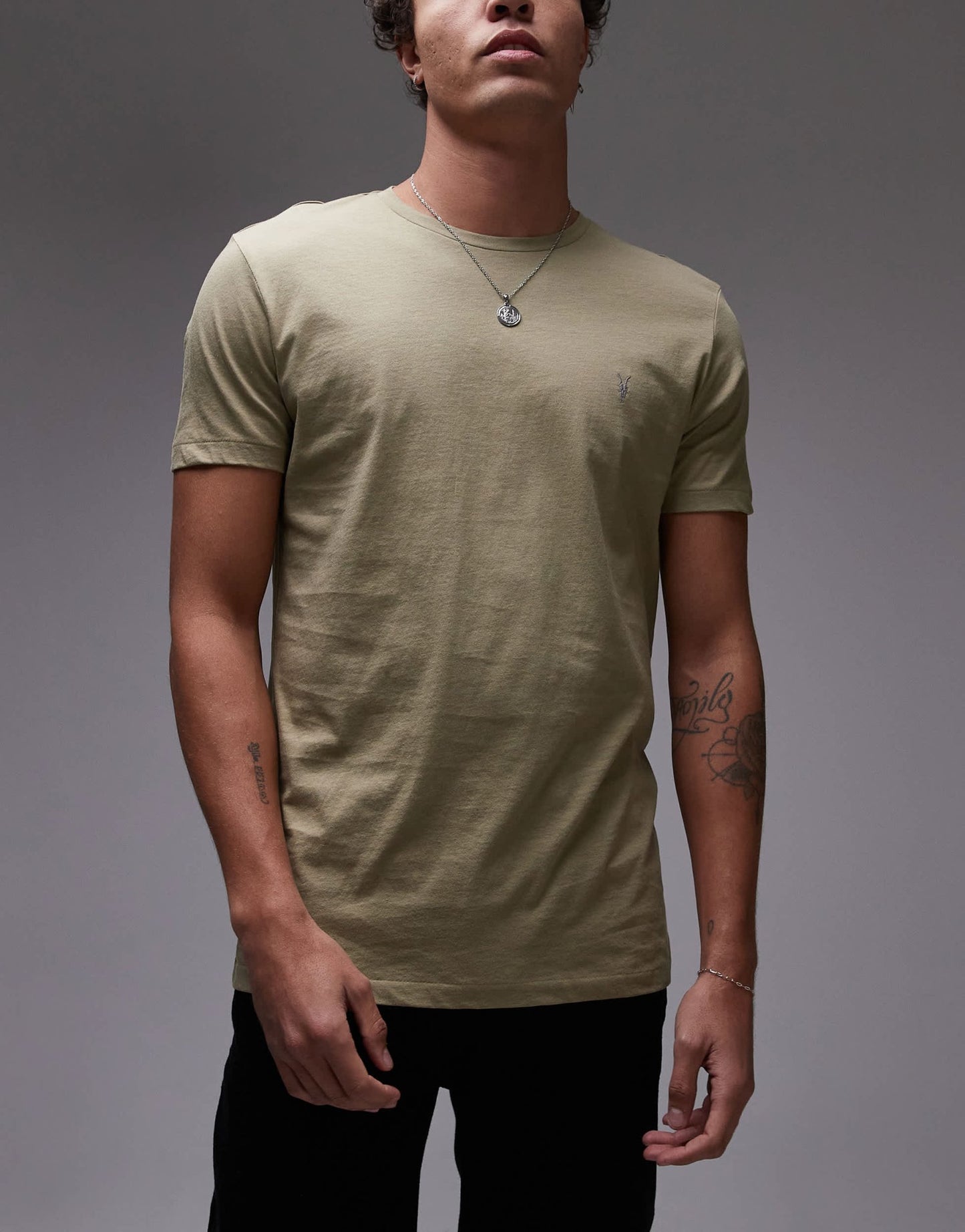 AllSaints Tonic crew t-shirt 3 - pack in white brown green - ASOS Sample Sale