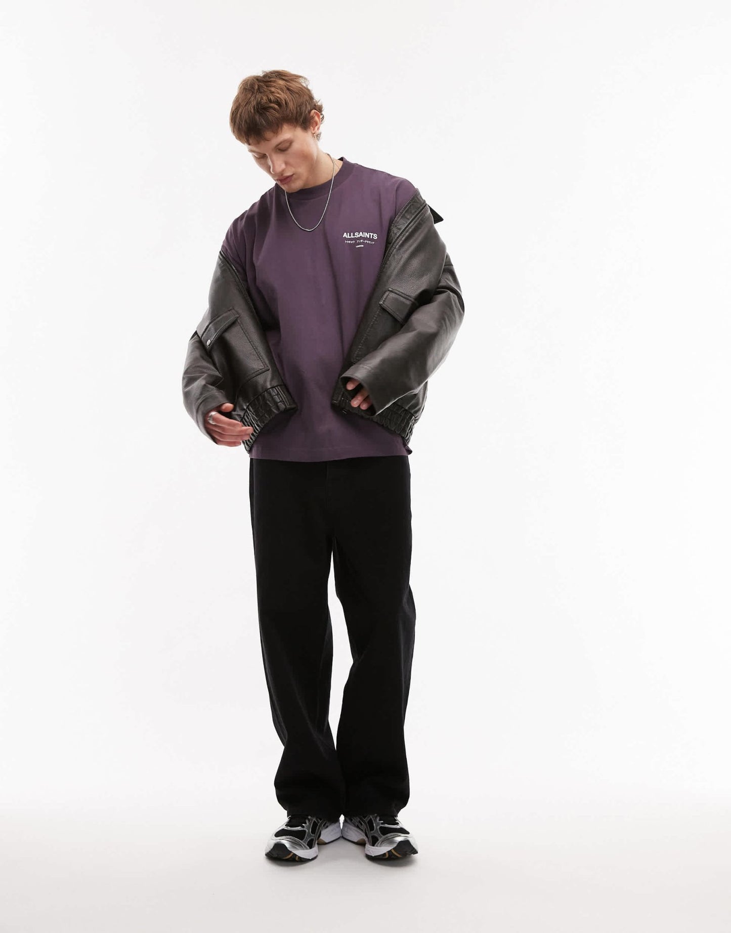 AllSaints Underground oversized t-shirt in cosmic purple - ASOS Sample Sale