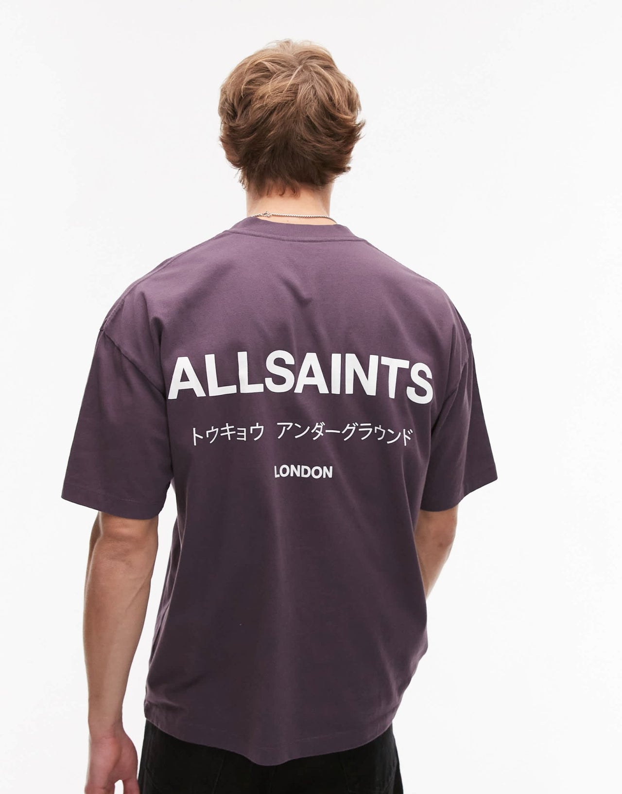 AllSaints Underground oversized t-shirt in cosmic purple - ASOS Sample Sale