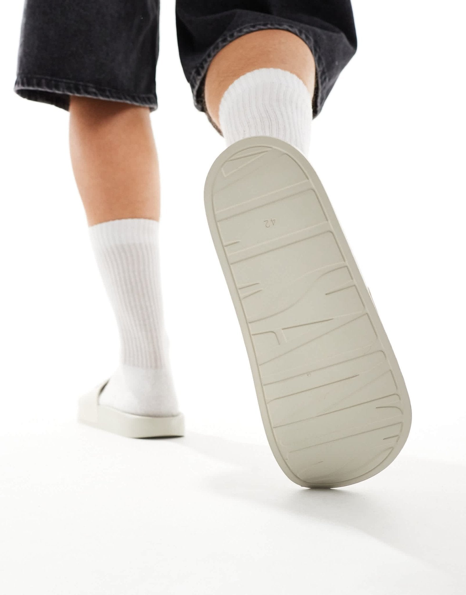 AllSaints Underground rubber sliders in white - ASOS Sample Sale