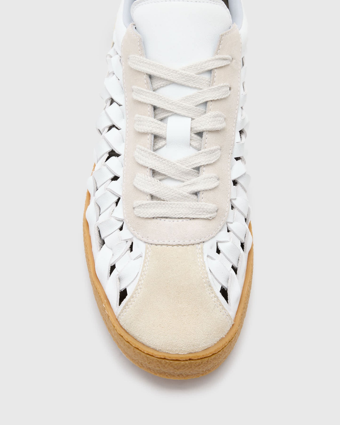 AllSaints Velma leather woven trainers in chalk white - ASOS Sample Sale