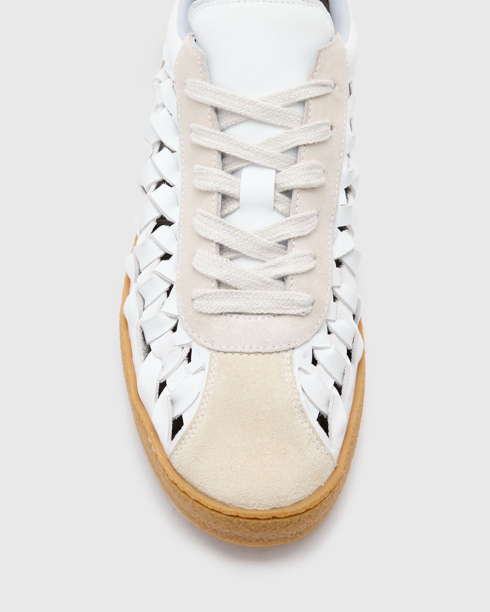 AllSaints Velma leather woven trainers in chalk white - ASOS Sample Sale