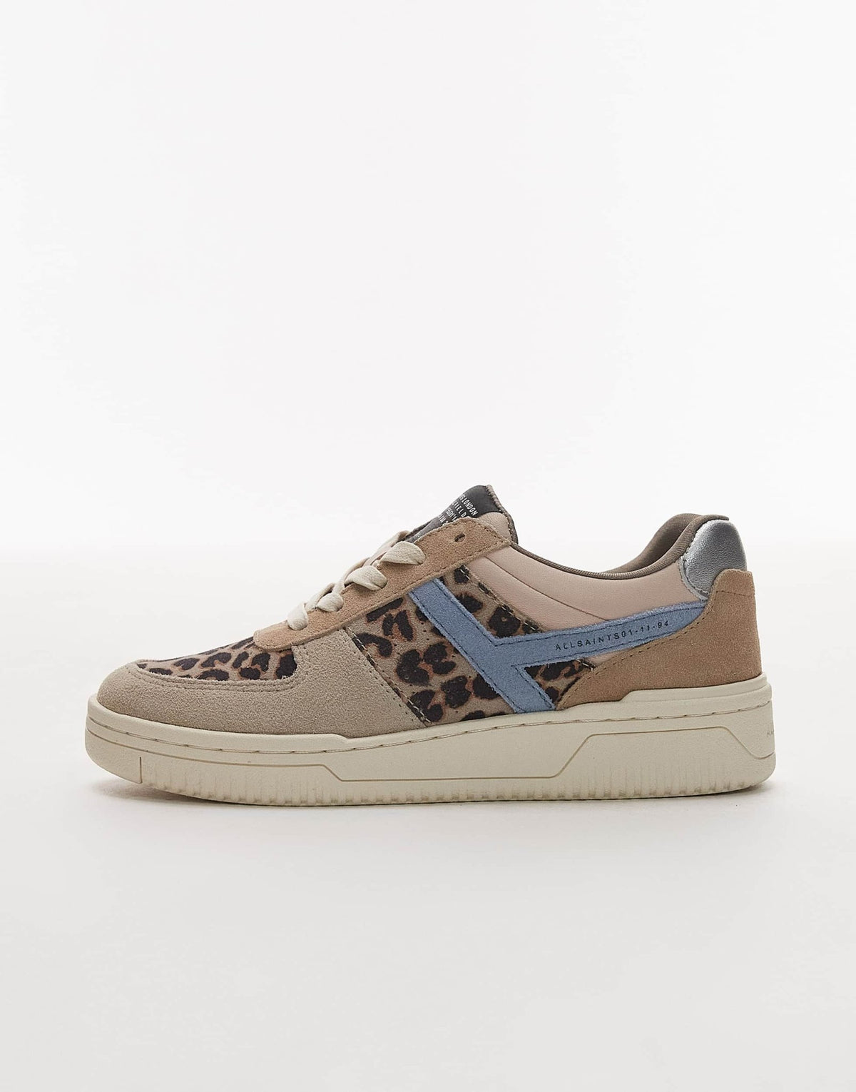 AllSaints Vix leather mix trainers in sand leopard multi - BROWN - ASOS Sample Sale