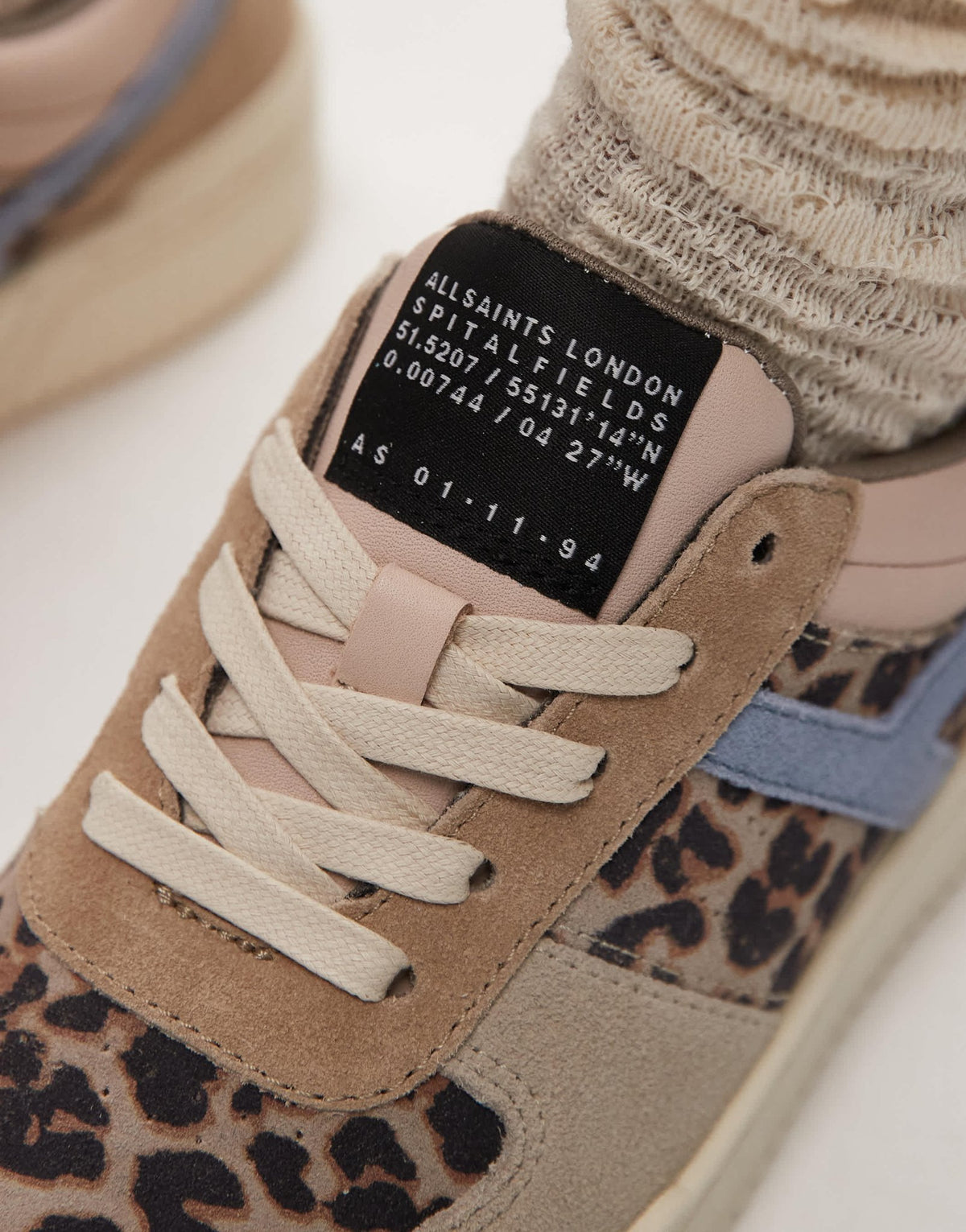 AllSaints Vix leather mix trainers in sand leopard multi - BROWN - ASOS Sample Sale