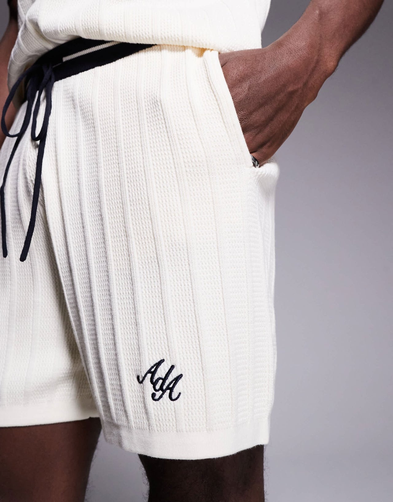 Alma De Ace logo knitted shorts co-ord in beige - ASOS Sample Sale