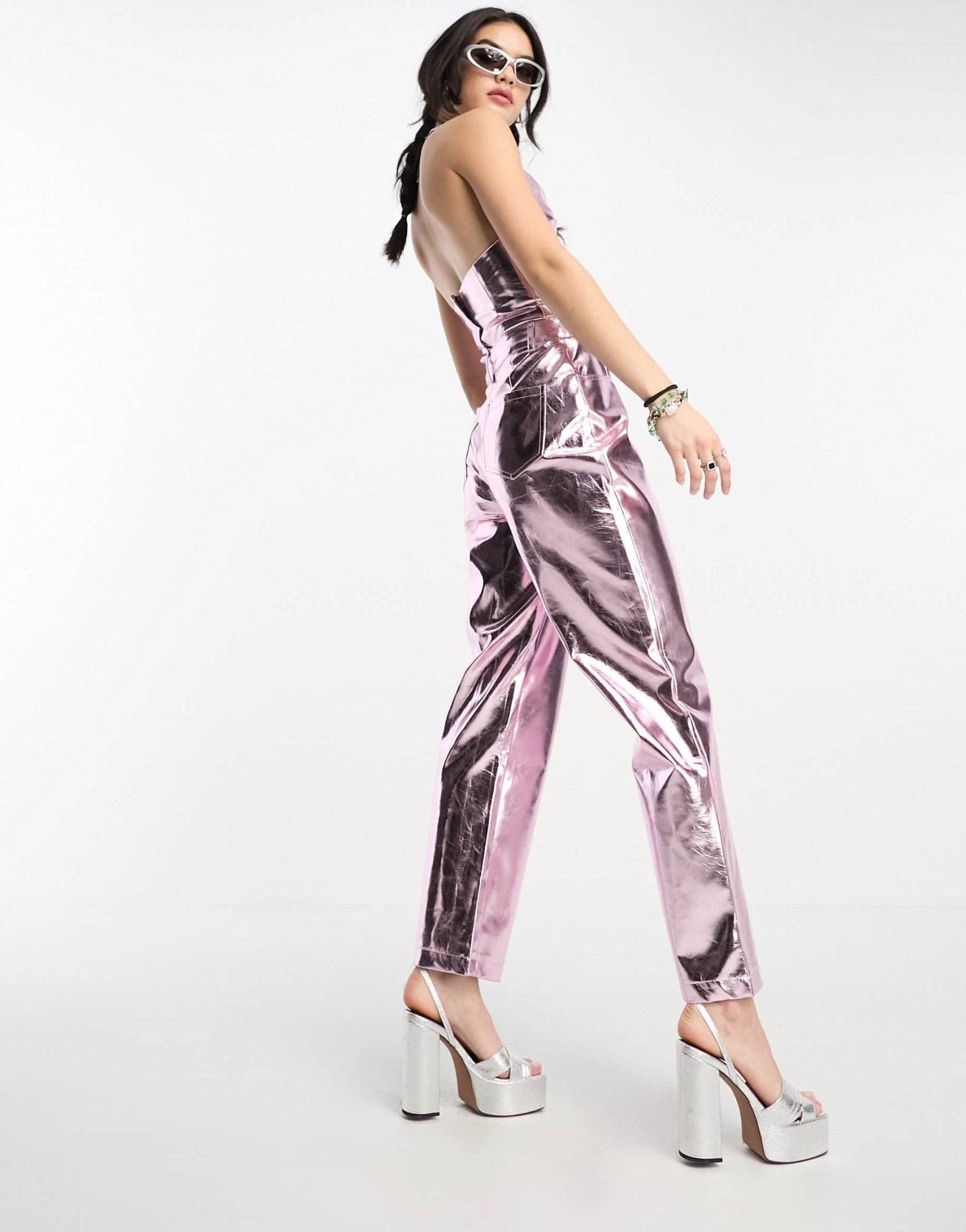 Amy Lynn Lupe trouser in iced pink metallic co - ord - ASOS Sample Sale