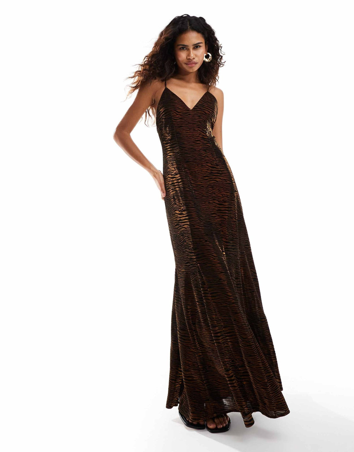 Amy Lynn maxi dress with open back in tiger velvet burnout - ASOS Sample Sale