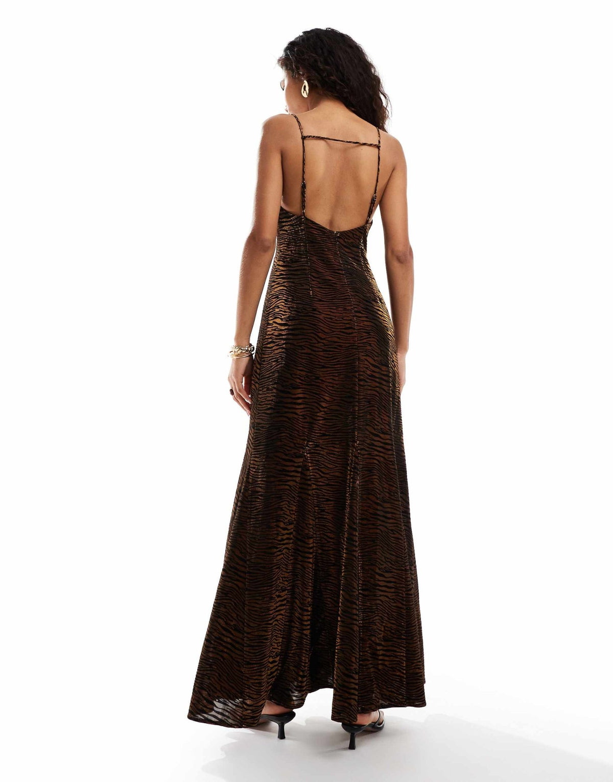 Amy Lynn maxi dress with open back in tiger velvet burnout - ASOS Sample Sale