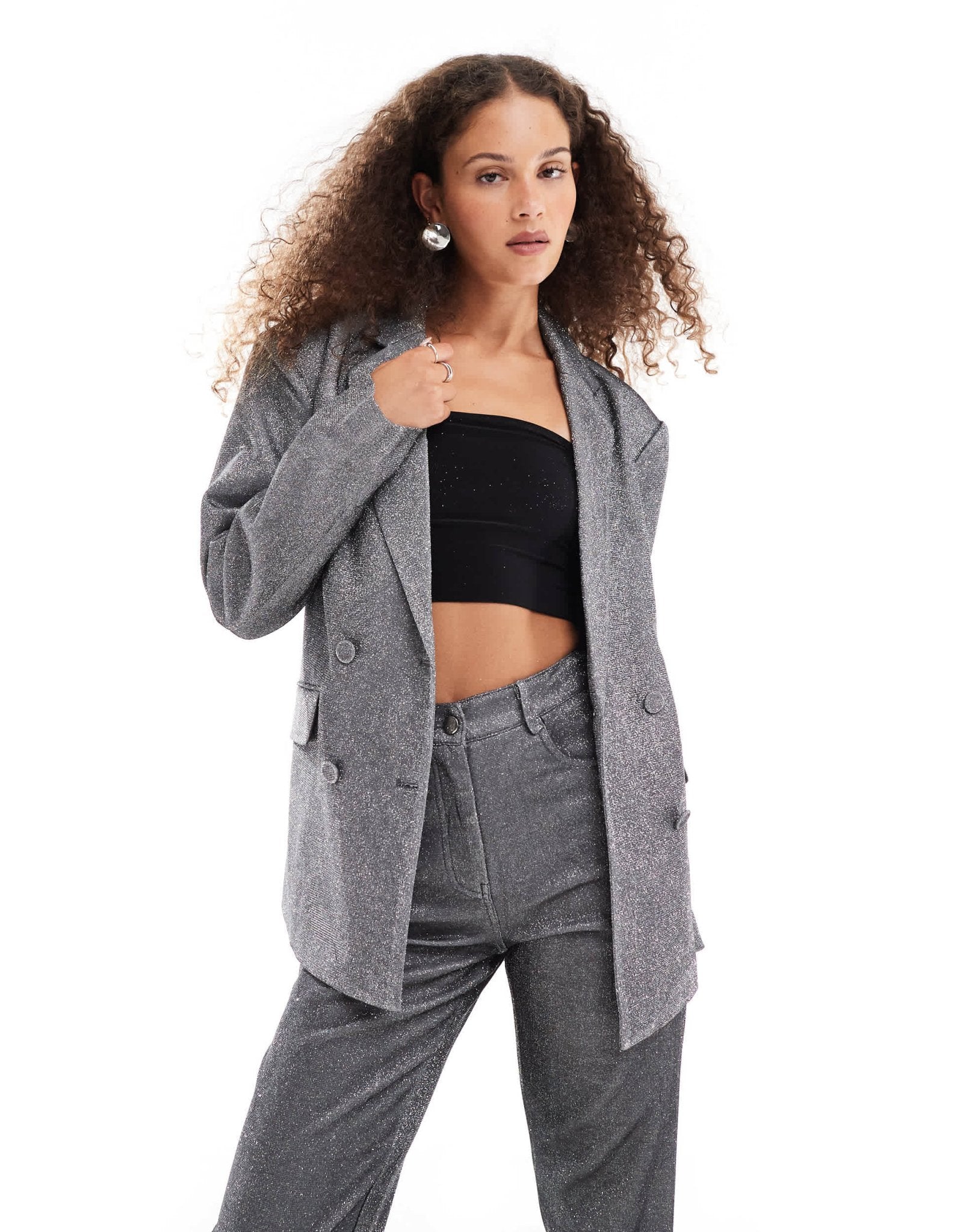 Amy Lynn metallic box blazer in silver co - ord - ASOS Sample Sale