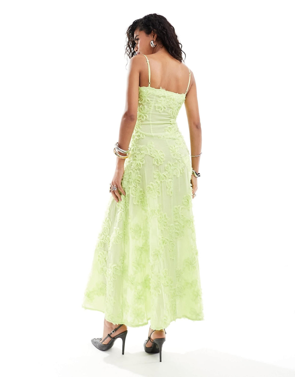 Amy Lynn Sofia sweetheart strappy floral crochet maxi dress in light green - ASOS Sample Sale