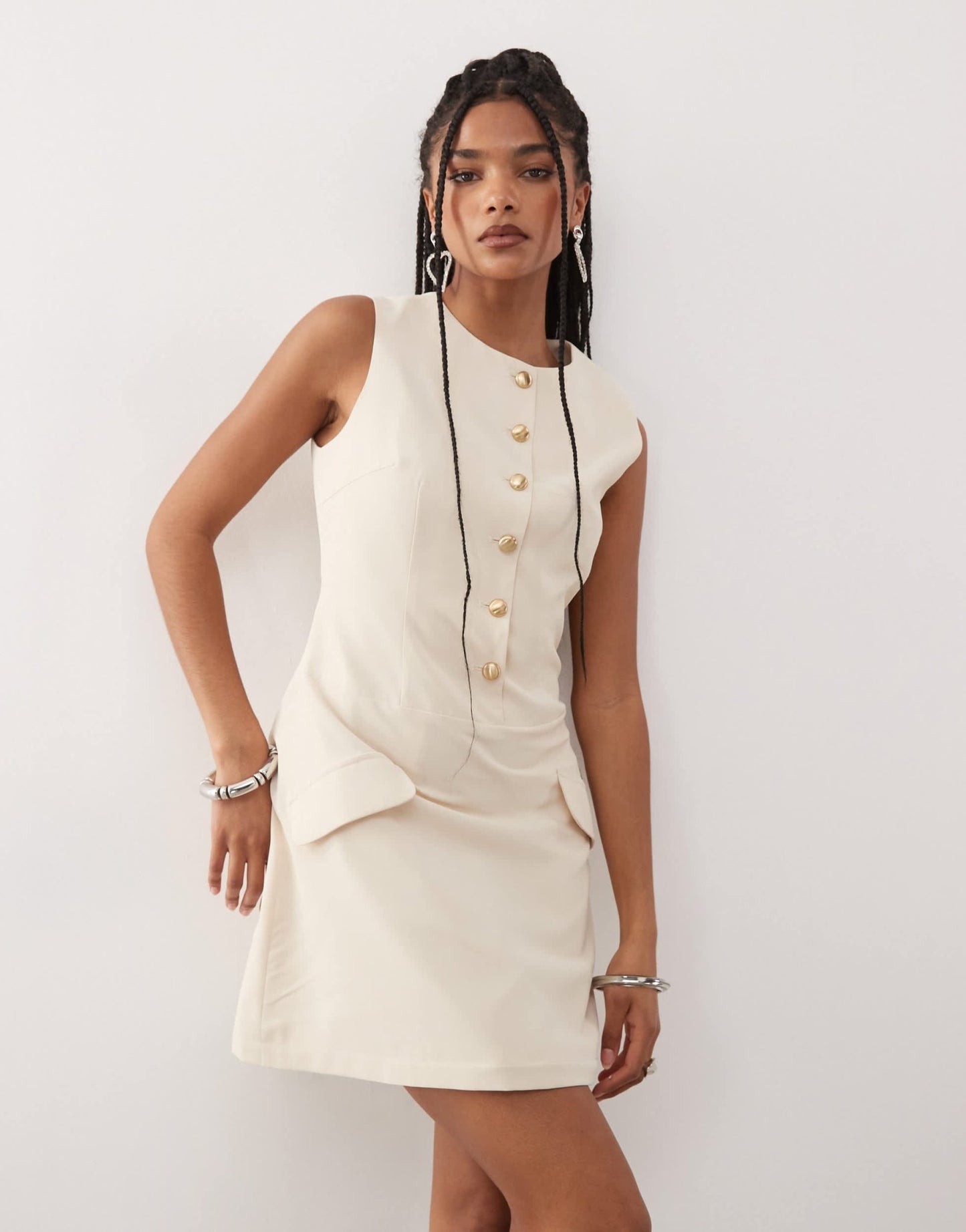 Amy Lynn tailored waistcoat mini dress in milk - ASOS Sample Sale