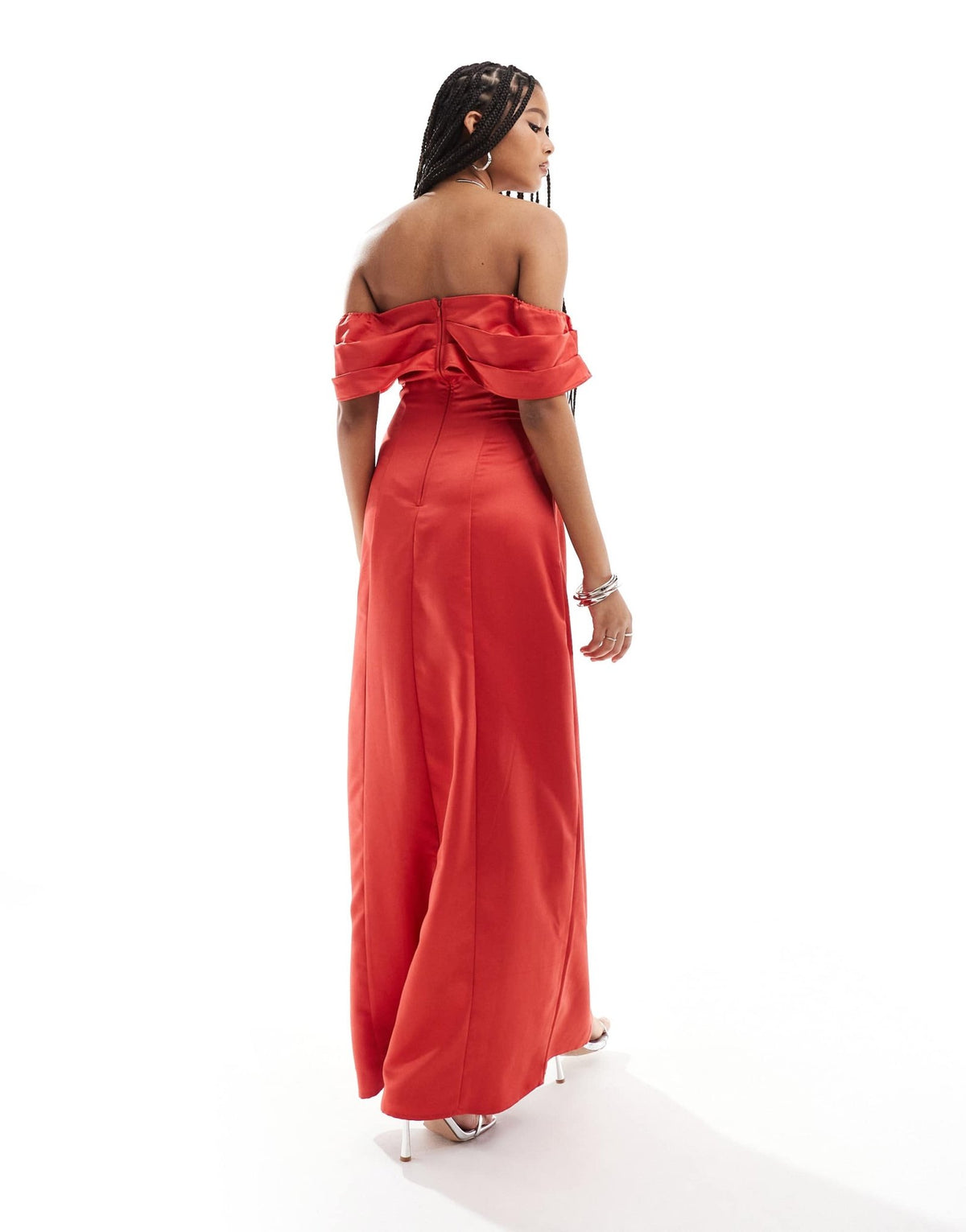 Anaya bardot satin maxi dress in red - ASOS Sample Sale