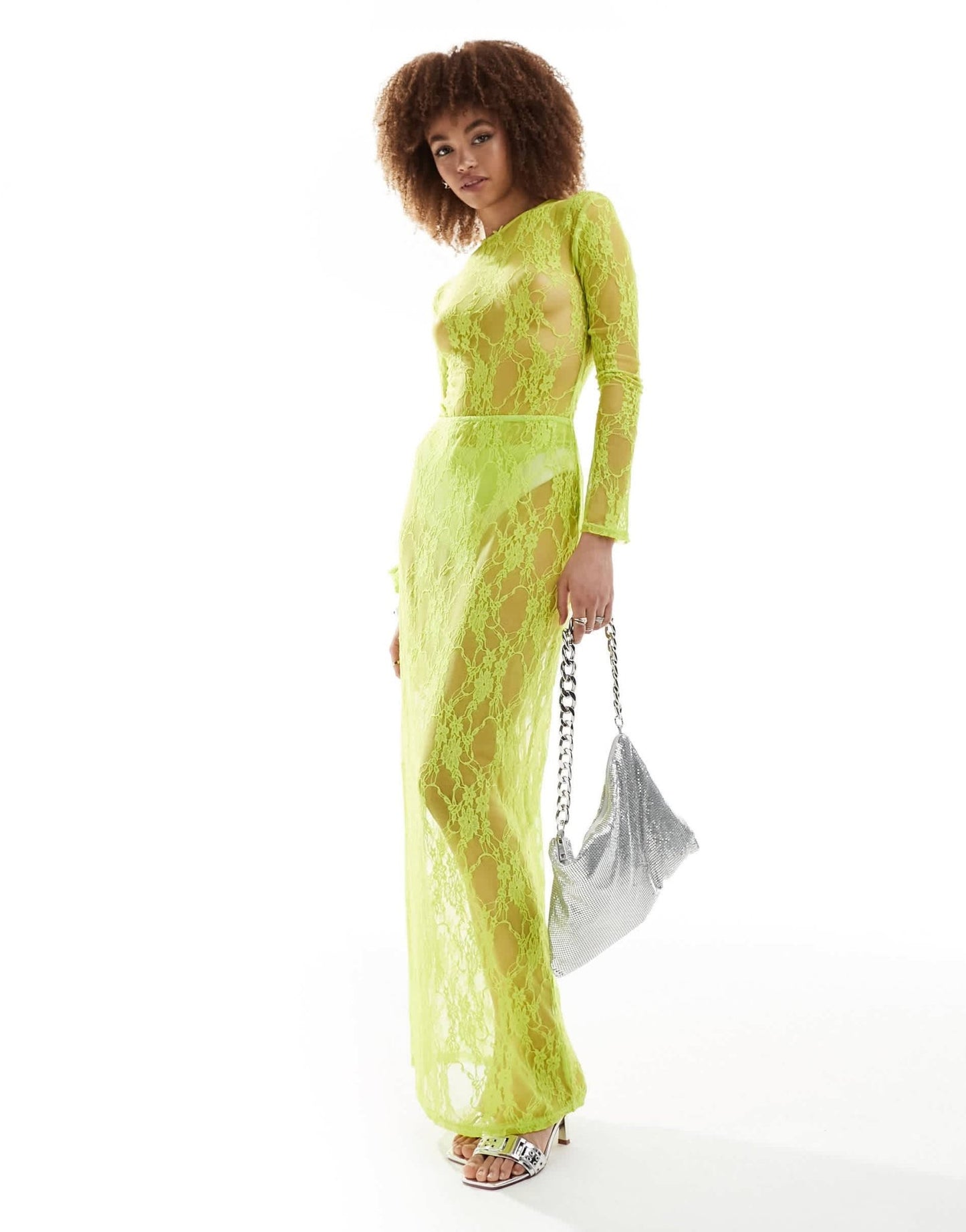 Annorlunda bow detail maxi skirt co-ord in lime green - ASOS Sample Sale
