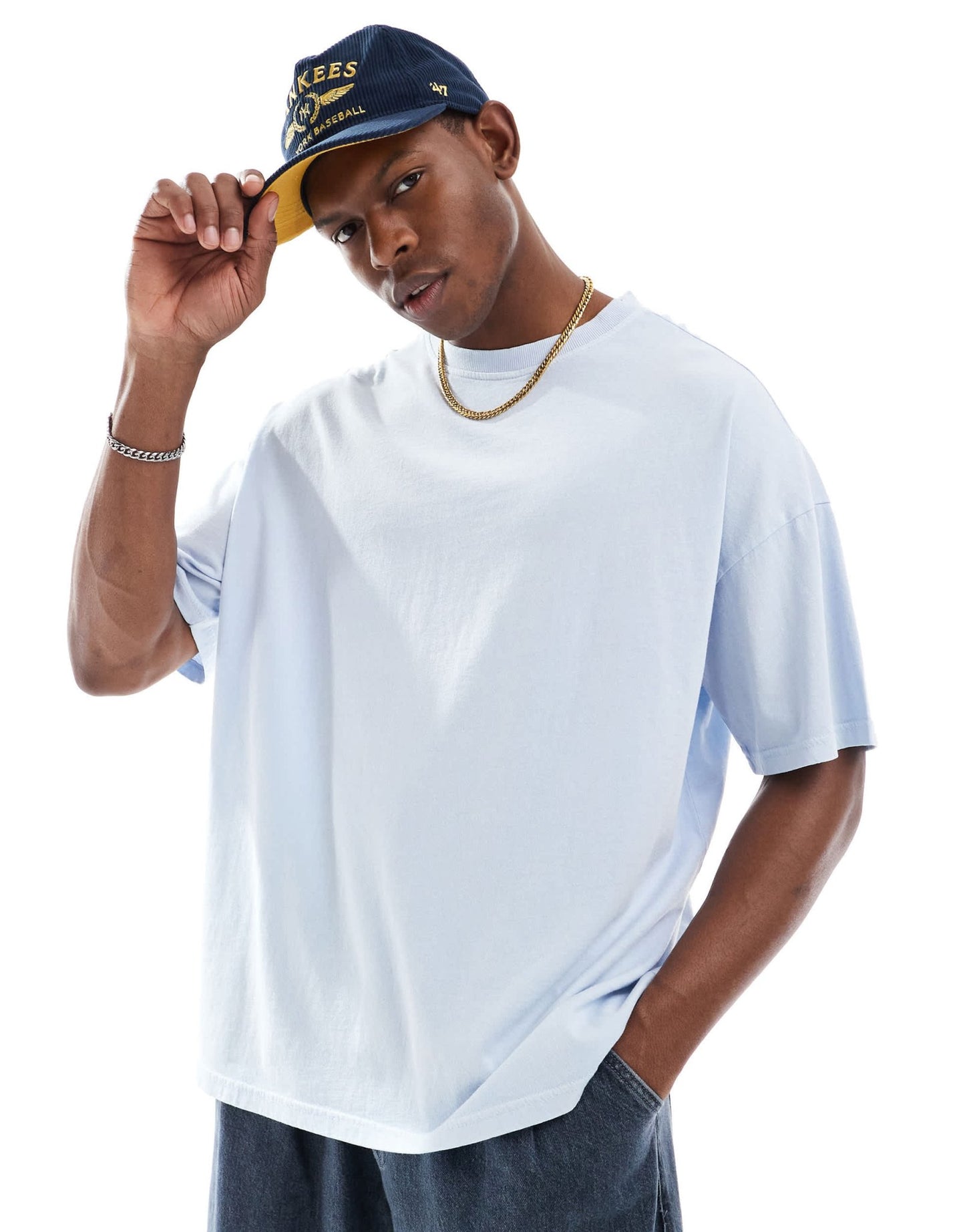 Another Influence acid wash oversized t-shirt in blue - ASOS Sample Sale