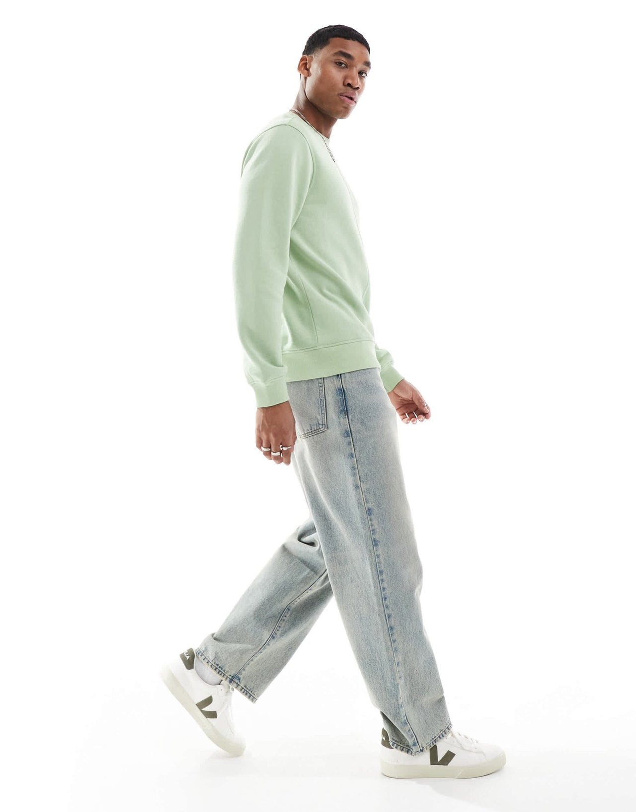 Another Influence acid wash seam detail sweatshirt in green - ASOS Sample Sale
