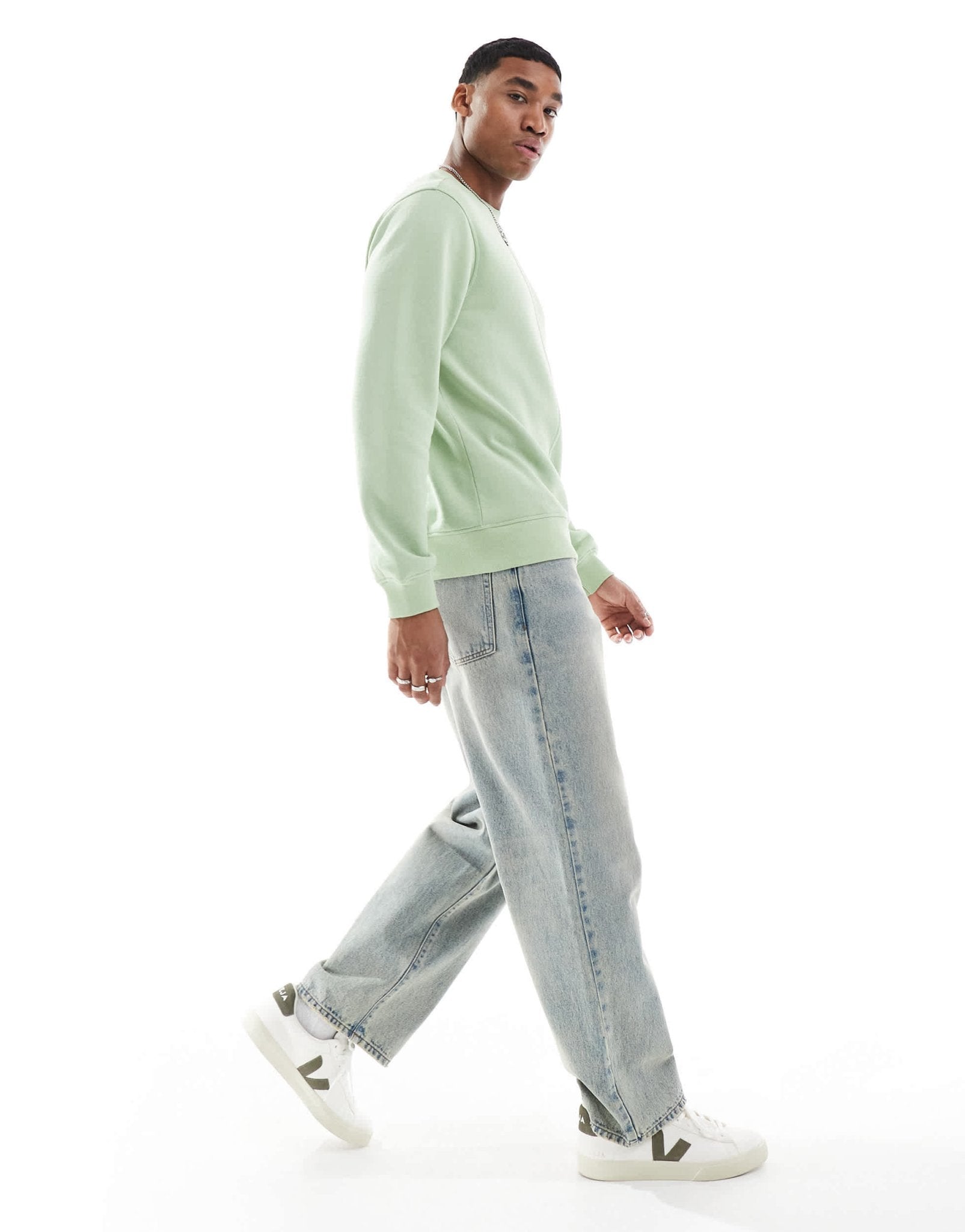 Another Influence acid wash seam detail sweatshirt in green - ASOS Sample Sale