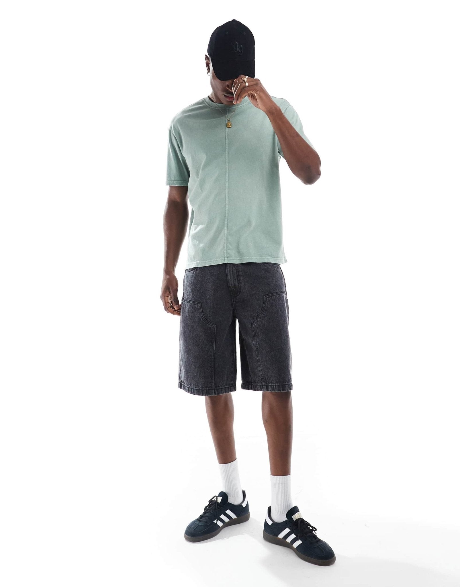 Another Influence acid wash seam detail t-shirt in green - ASOS Sample Sale