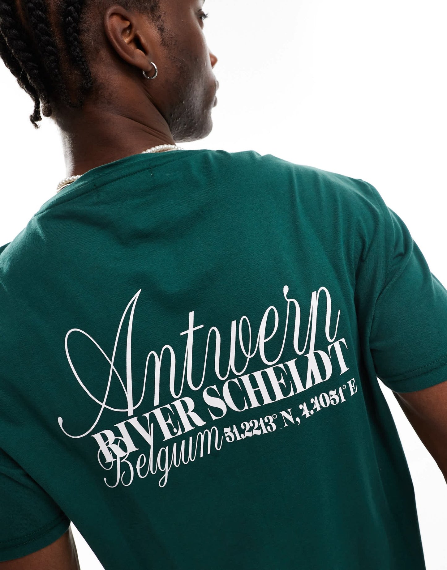 Another Influence antwerp slogan oversized boxy t-shirt in forest green - ASOS Sample Sale