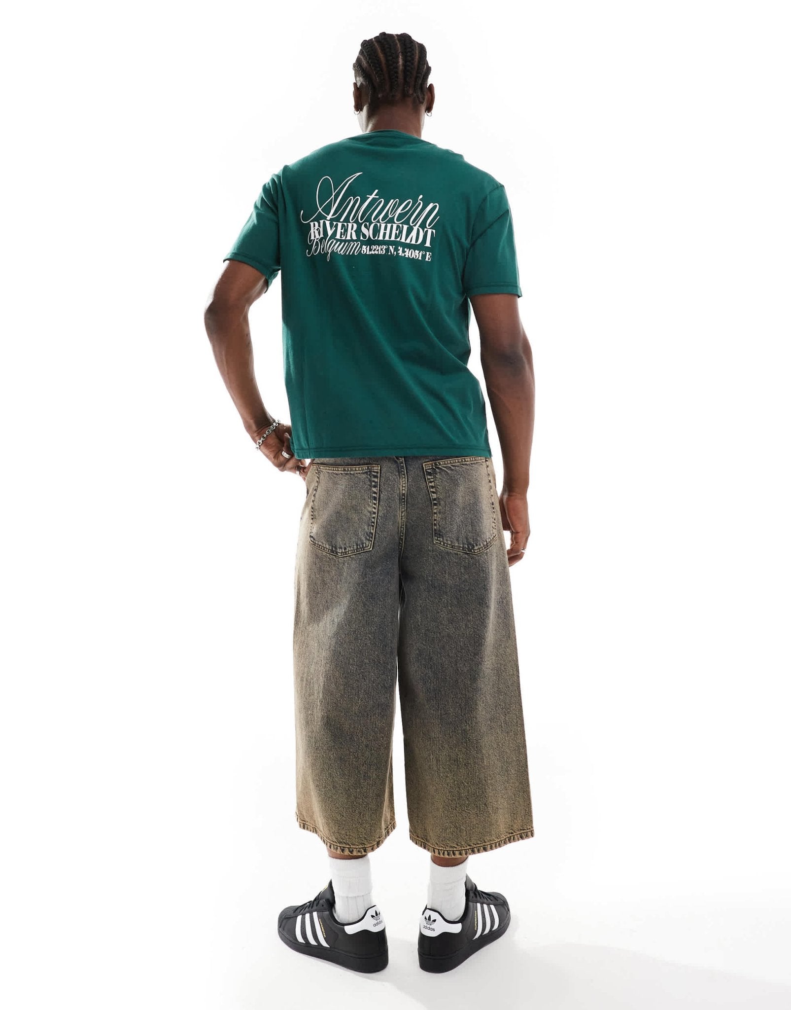 Another Influence antwerp slogan oversized boxy t-shirt in forest green - ASOS Sample Sale