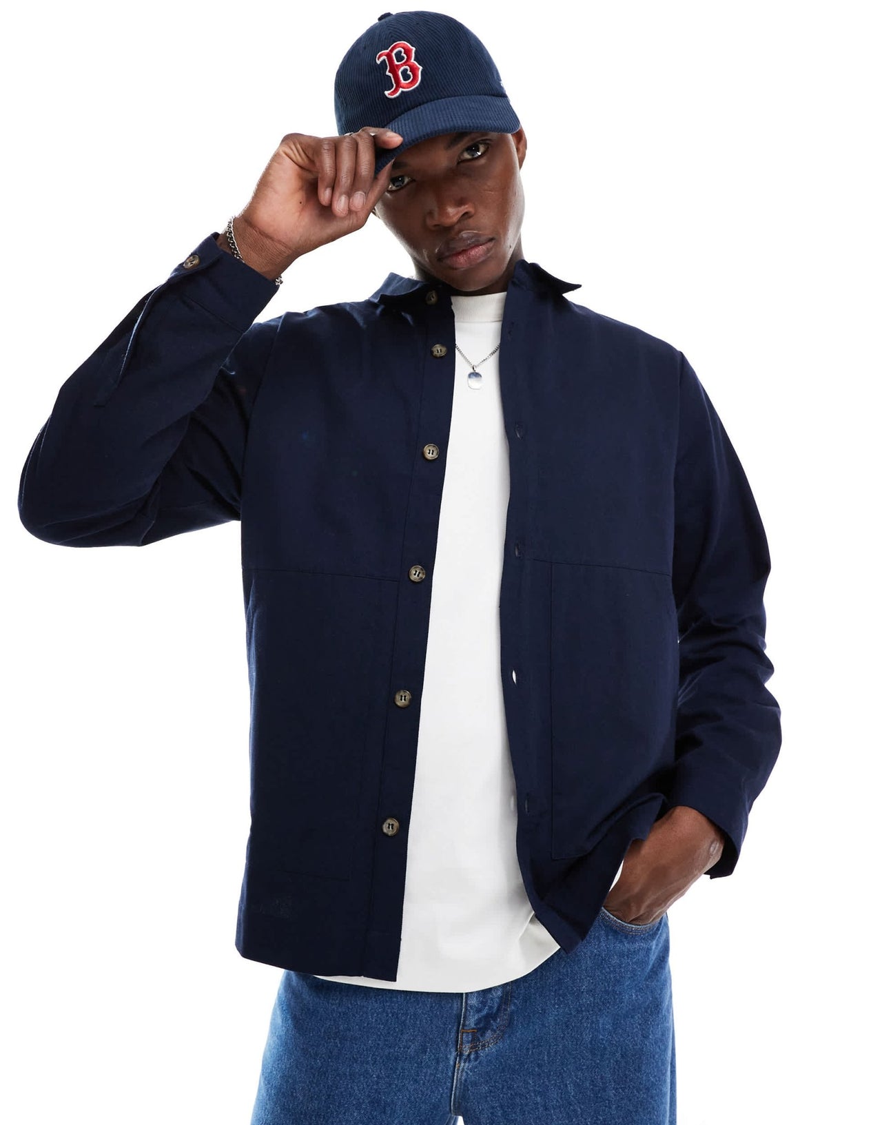 Another Influence cargo overshirt in navy - ASOS Sample Sale