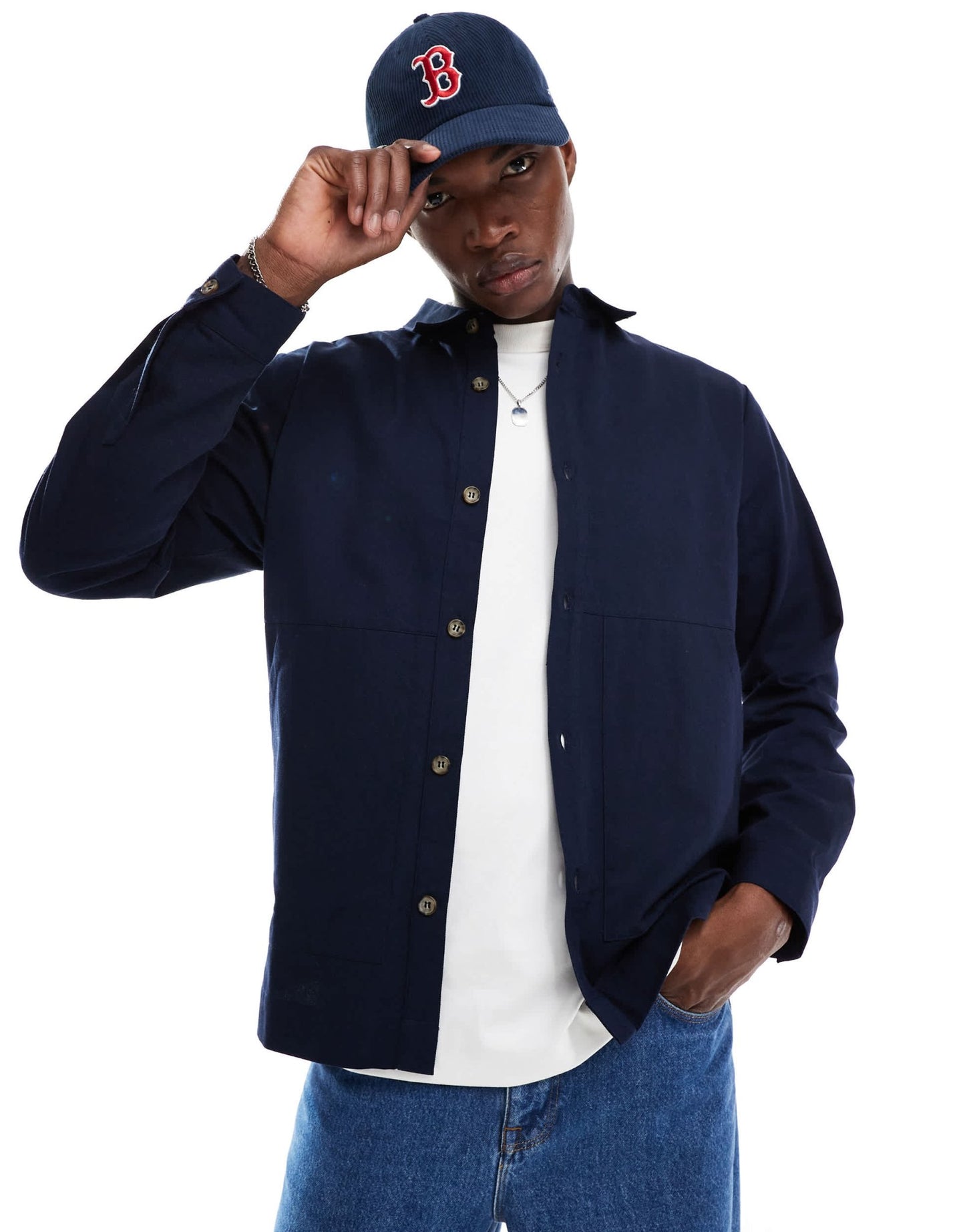 Another Influence cargo overshirt in navy - ASOS Sample Sale