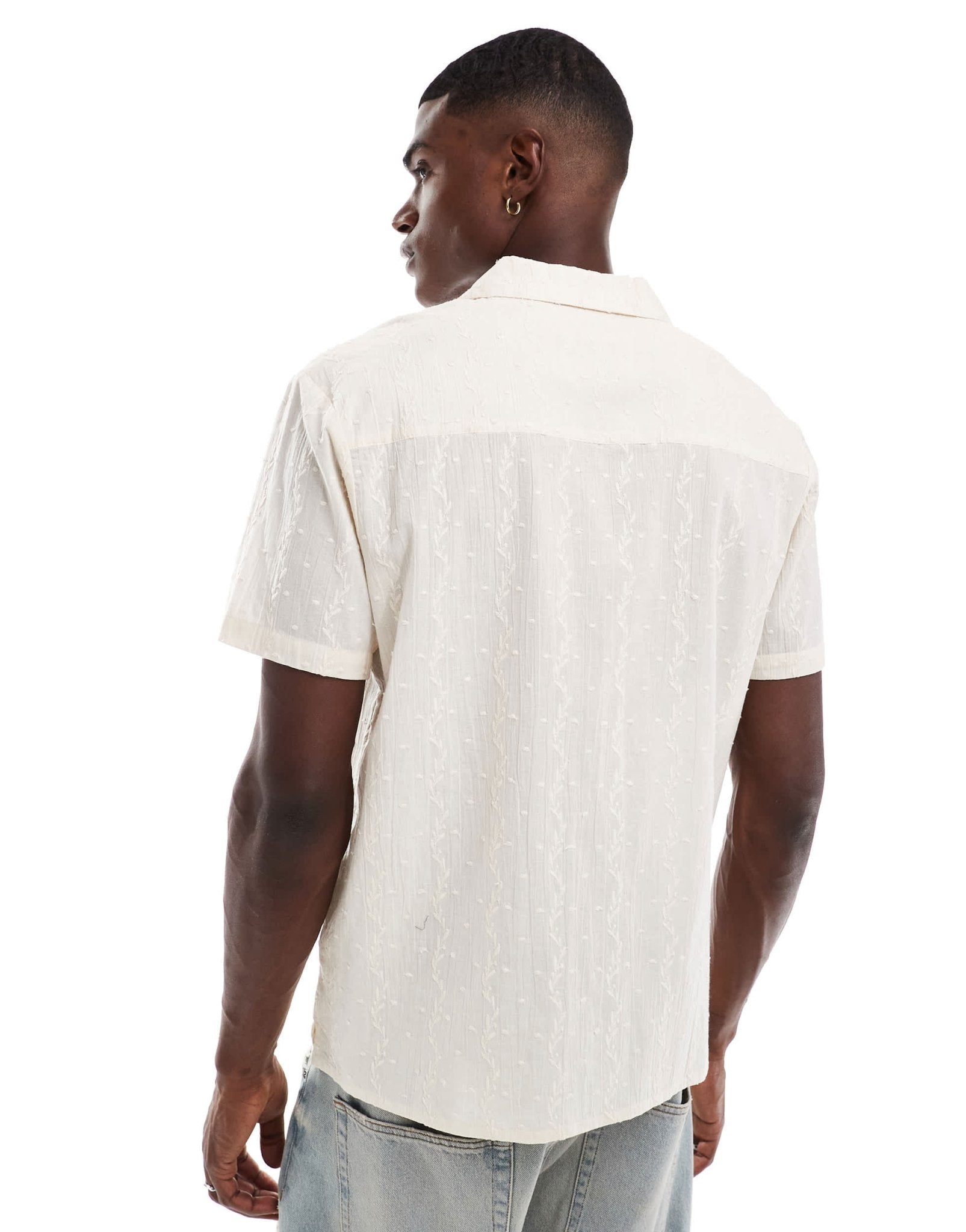Another Influence embroidered stripe revere collar shirt in sand - ASOS Sample Sale