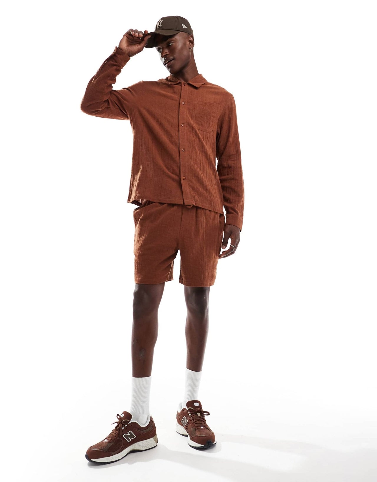 Another Influence gauze relaxed fit short co-ord in terracotta - ASOS Sample Sale