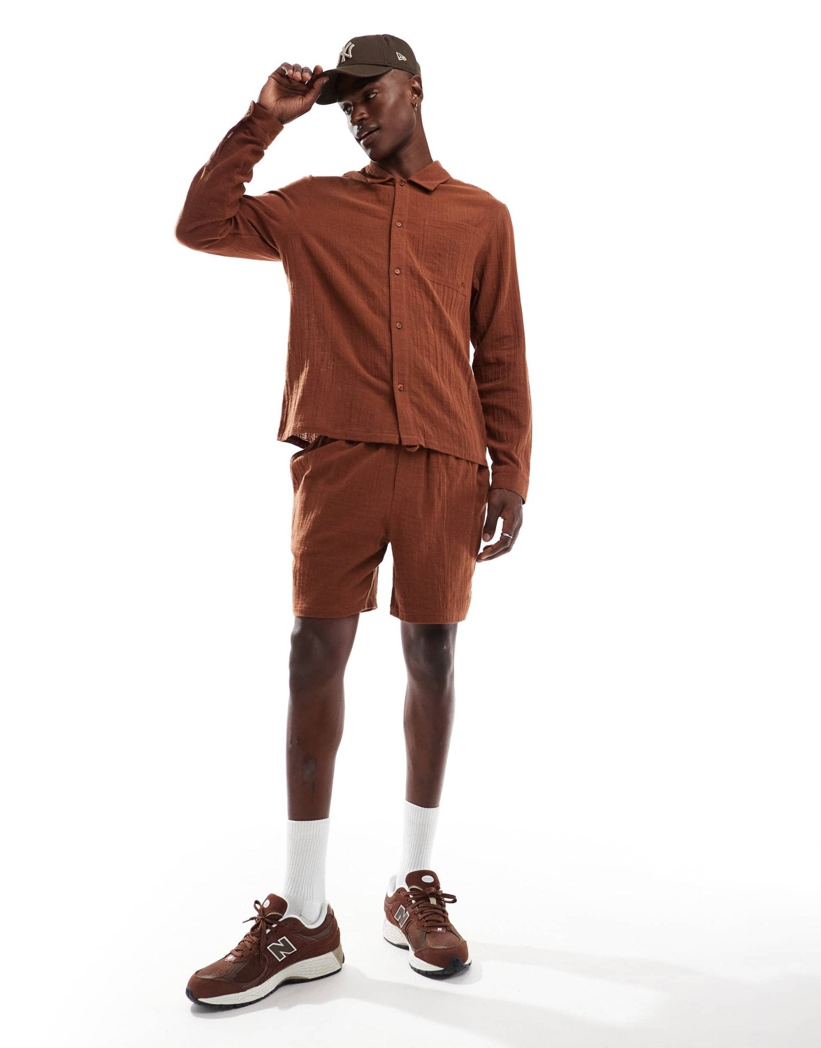 Another Influence gauze relaxed fit short co-ord in terracotta - ASOS Sample Sale