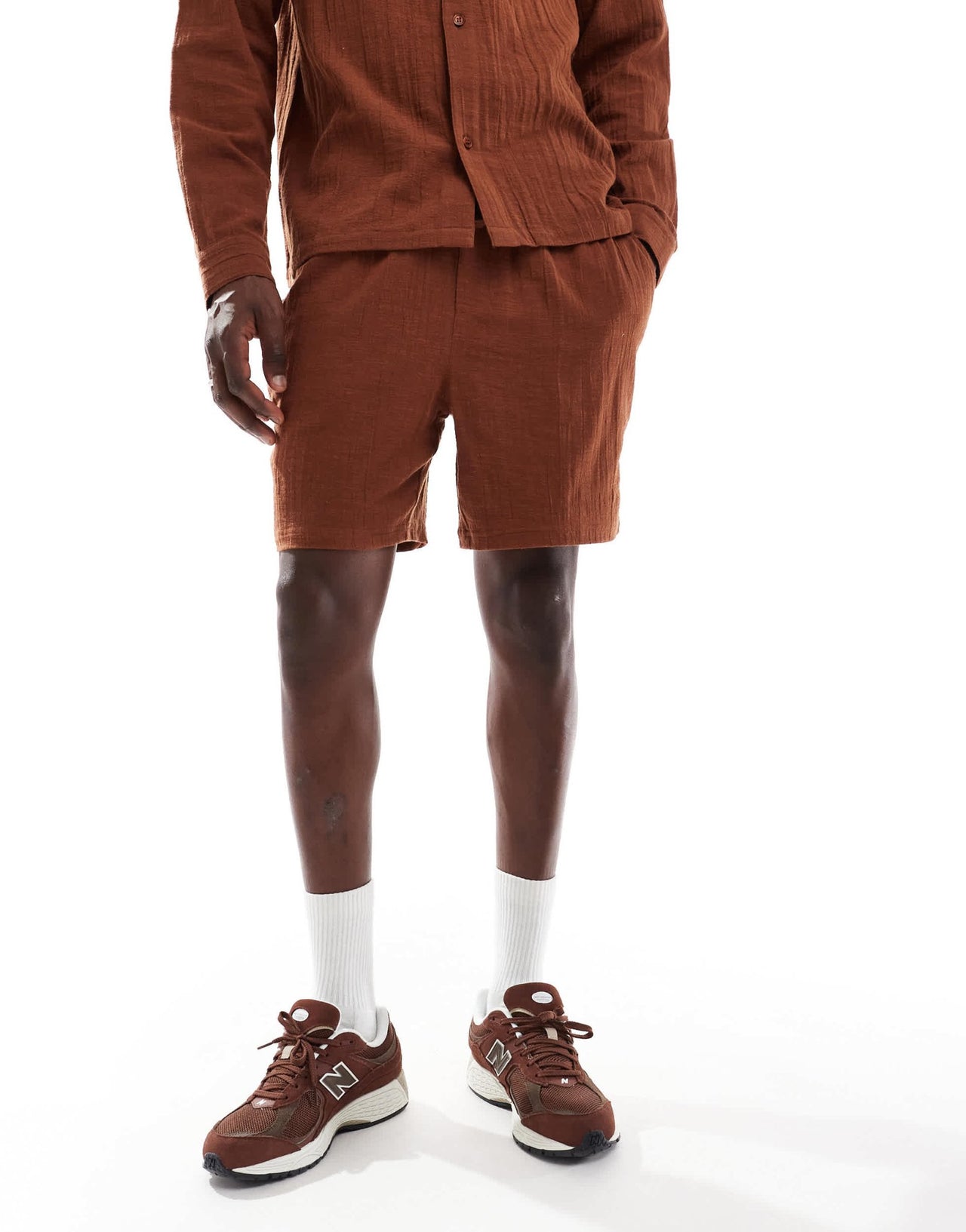 Another Influence gauze relaxed fit short co-ord in terracotta - ASOS Sample Sale