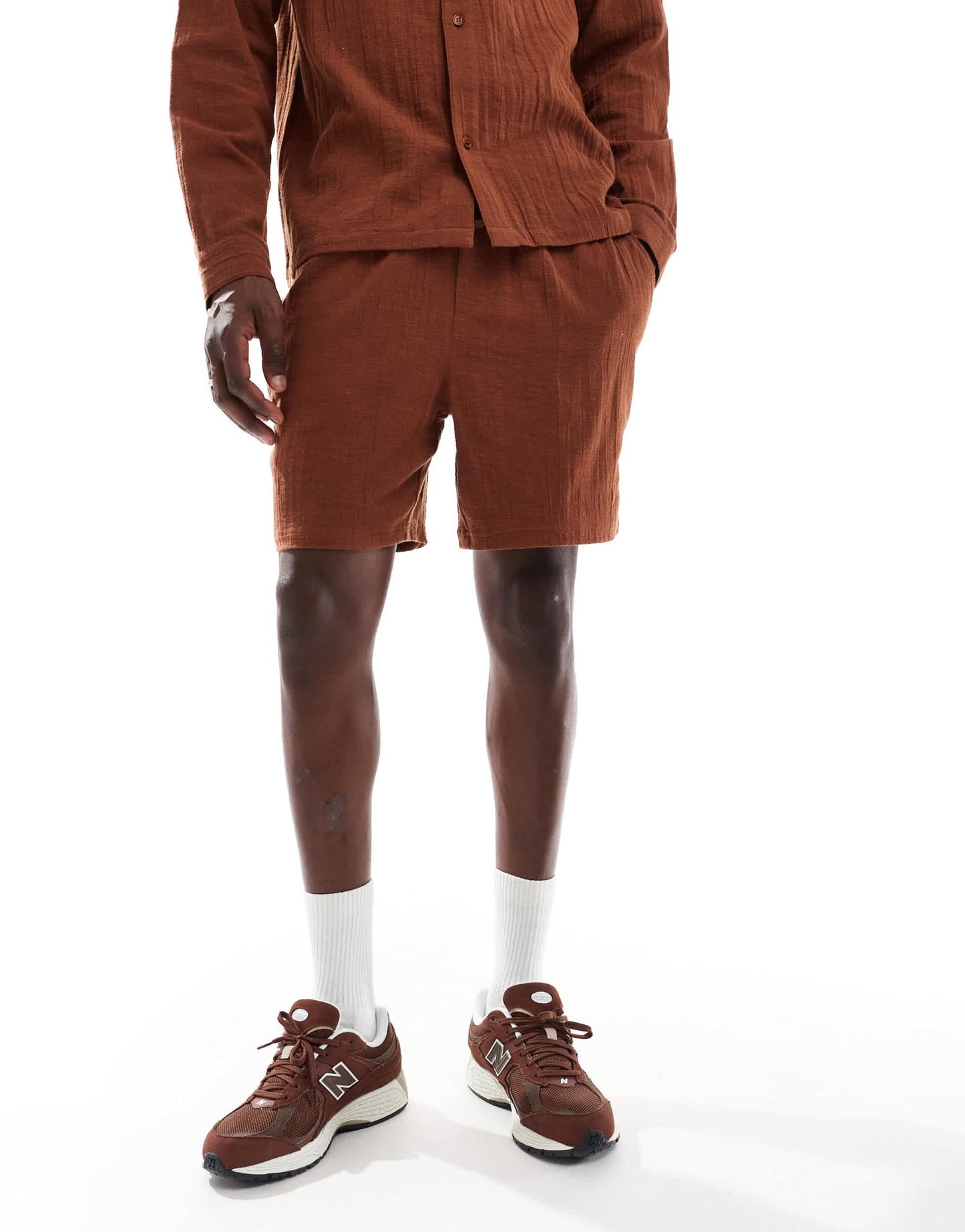 Another Influence gauze relaxed fit short co-ord in terracotta - ASOS Sample Sale