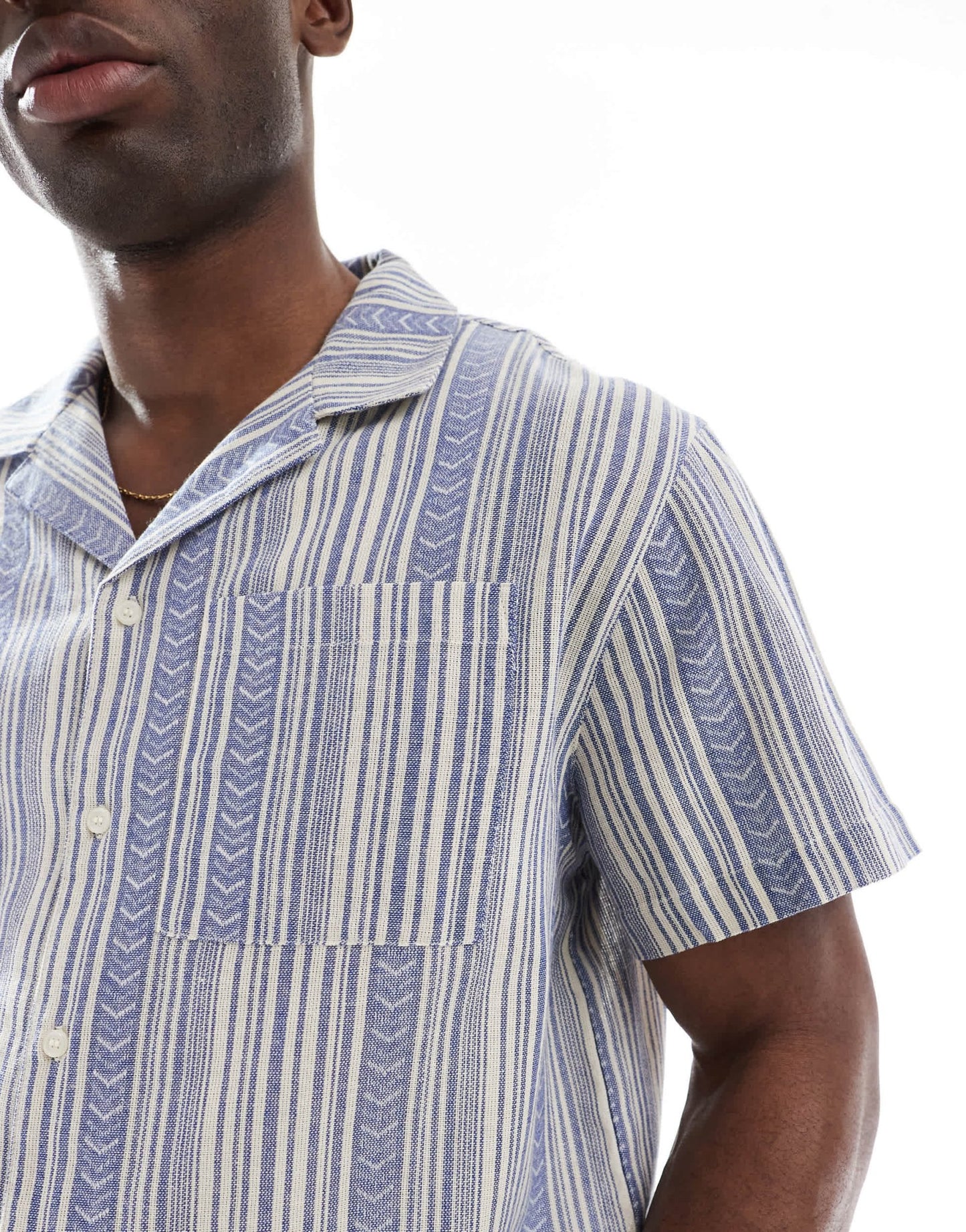 Another Influence jacquard revere collar shirt co-ord in blue - ASOS Sample Sale