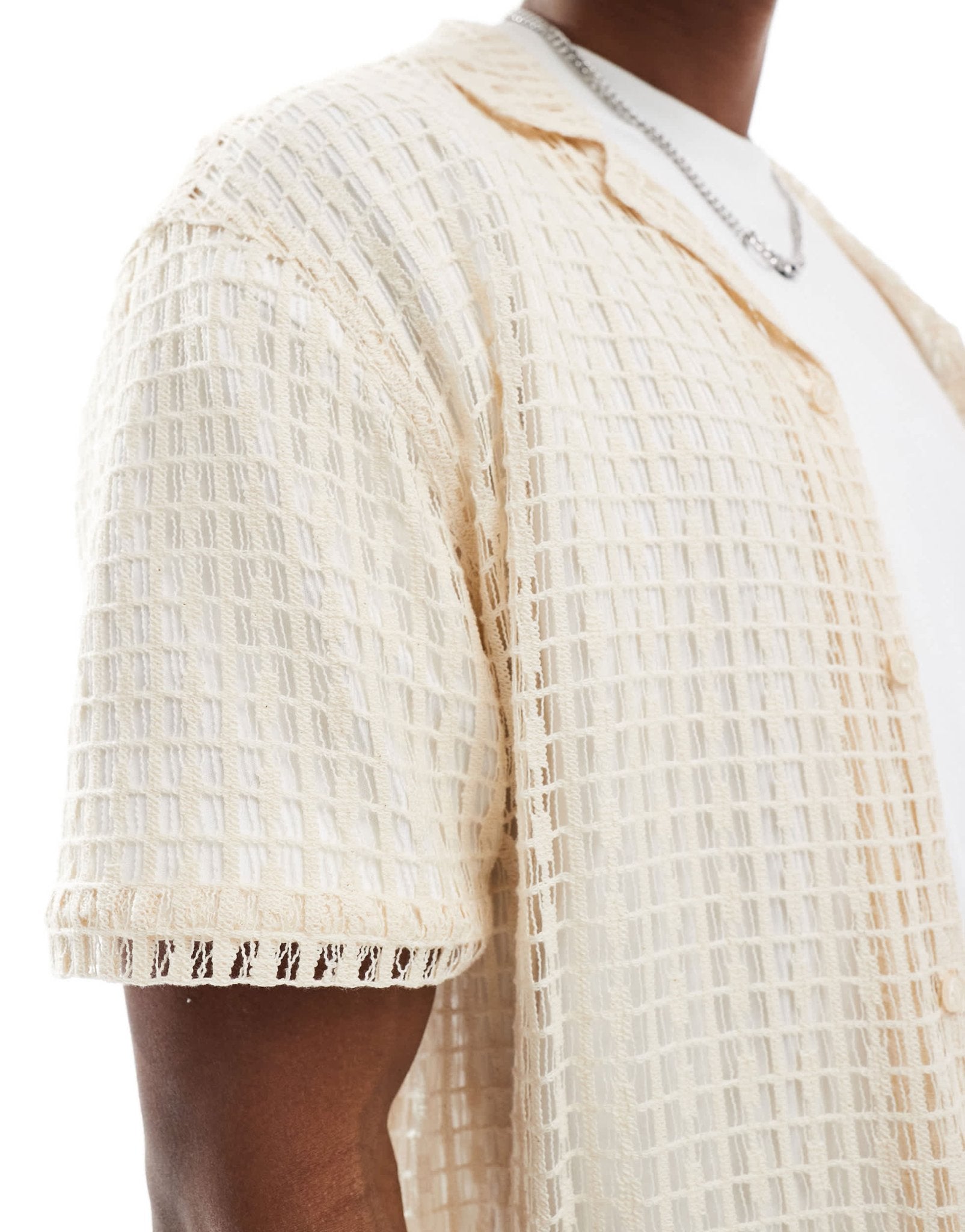 Another Influence lace revere collar shirt in sand - ASOS Sample Sale