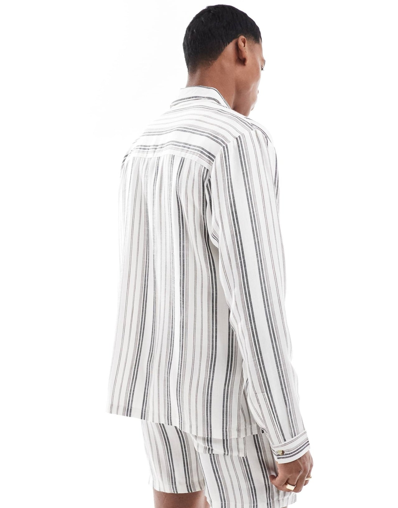 Another Influence long sleeve striped shirt co - ord in charcoal and white - ASOS Sample Sale