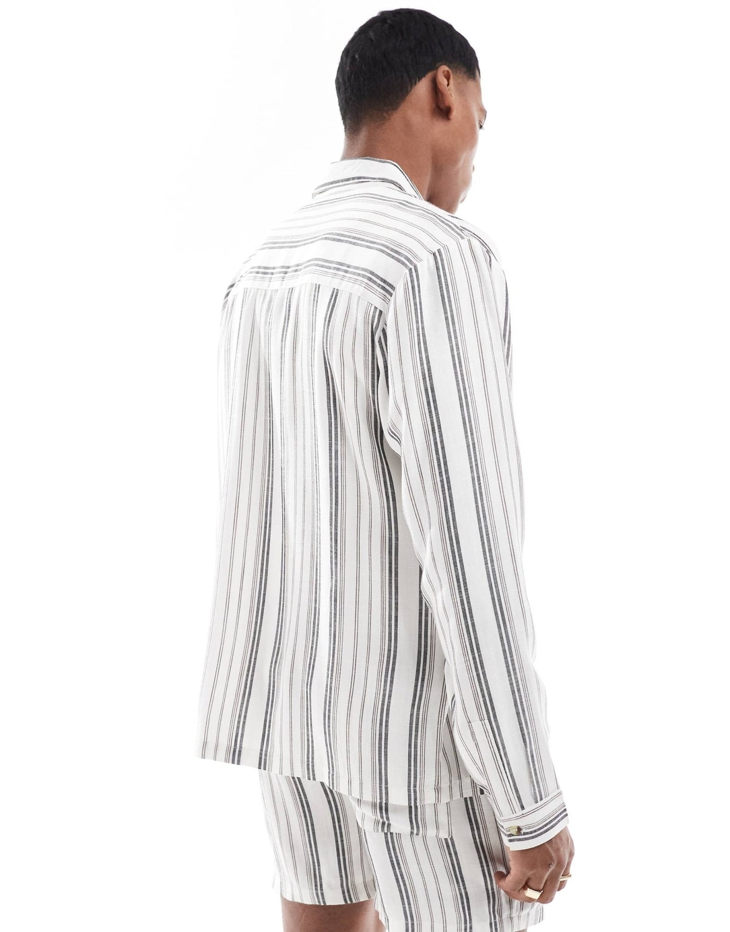 Another Influence long sleeve striped shirt co - ord in charcoal and white - ASOS Sample Sale