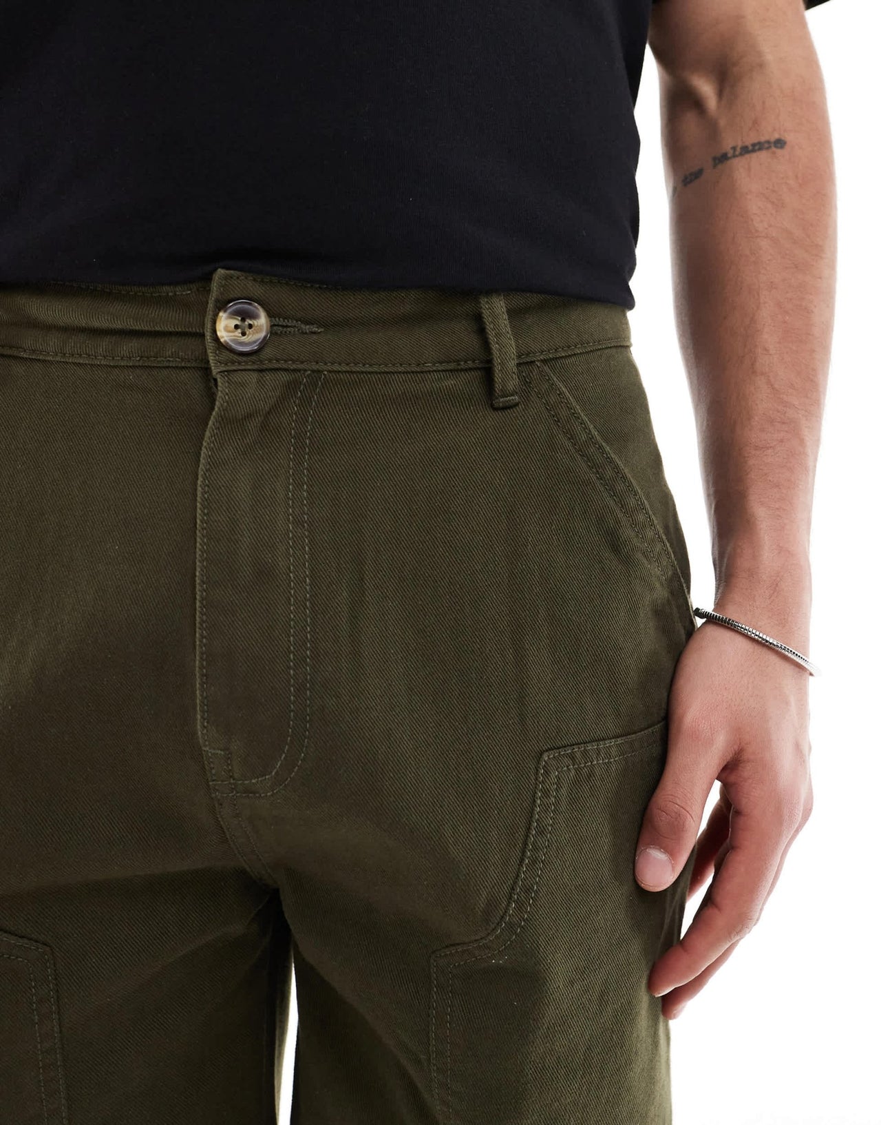 Another Influence relaxed fit carpentar shorts in khaki - ASOS Sample Sale
