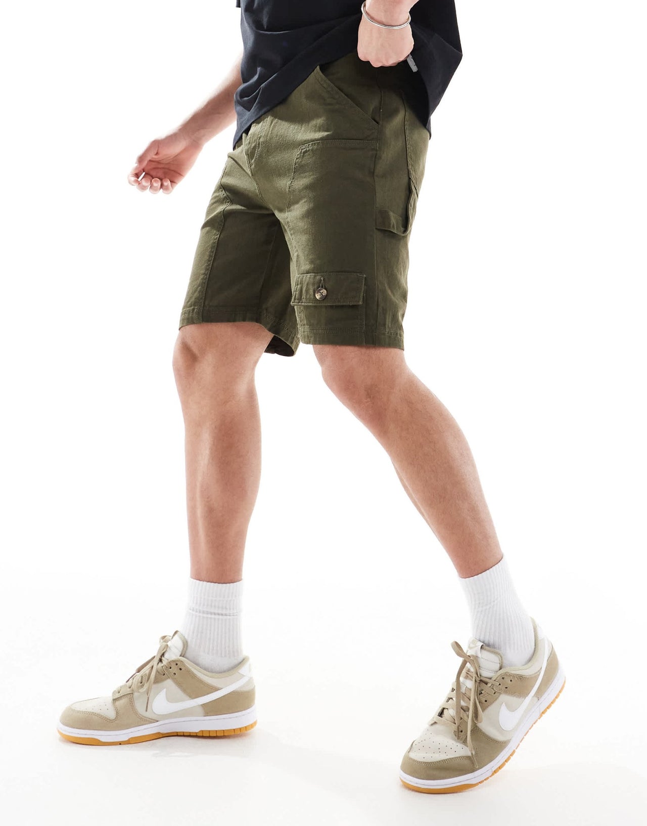 Another Influence relaxed fit carpentar shorts in khaki - ASOS Sample Sale