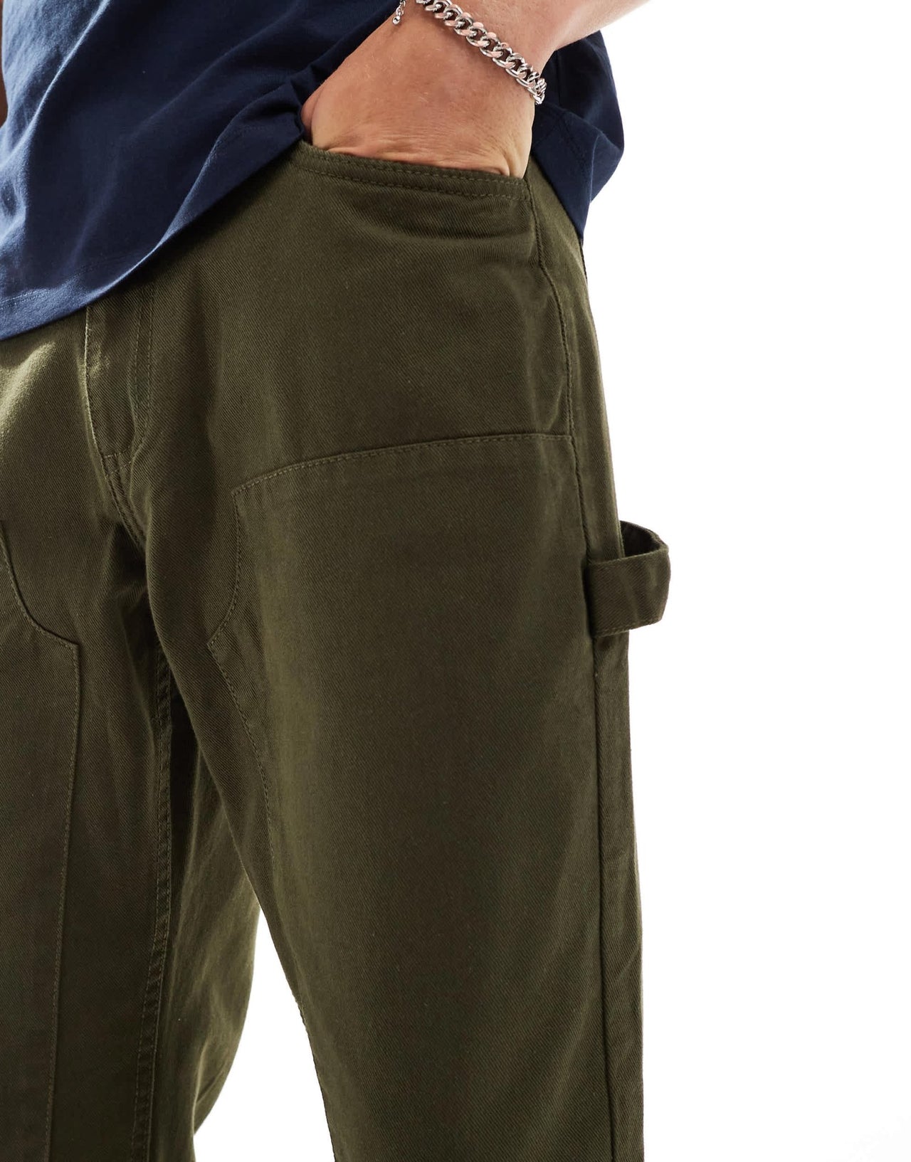 Another Influence relaxed straight leg carpenter trousers in dark green - ASOS Sample Sale