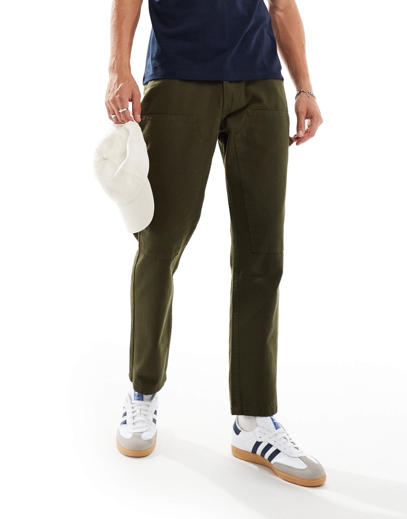 Another Influence relaxed straight leg carpenter trousers in dark green - ASOS Sample Sale