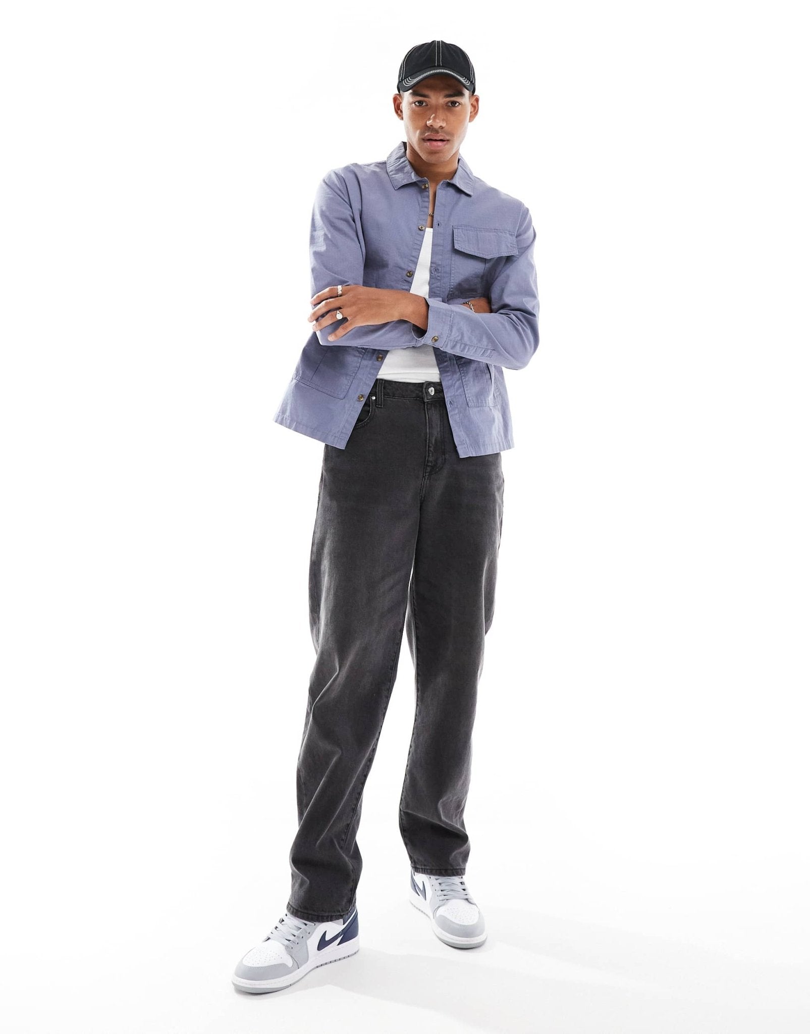 Another Influence ripstop utility overshirt in denim blue - ASOS Sample Sale