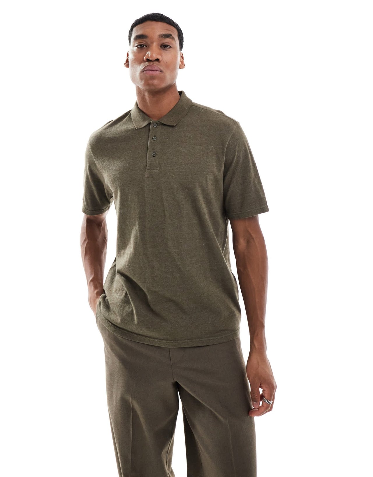 Another Influence short sleeve polo shirt in khaki - ASOS Sample Sale