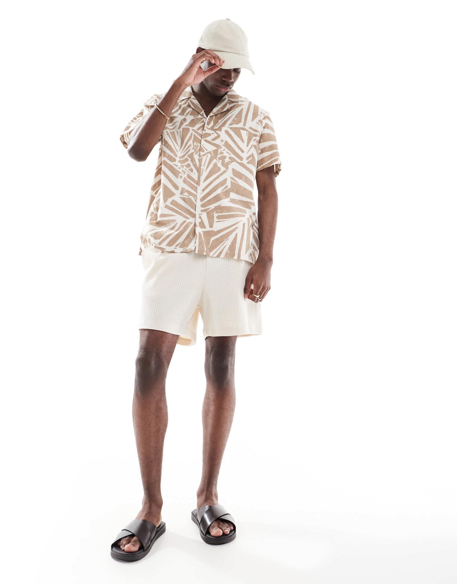 Aray abstract print resort beach shirt in brown - ASOS Sample Sale