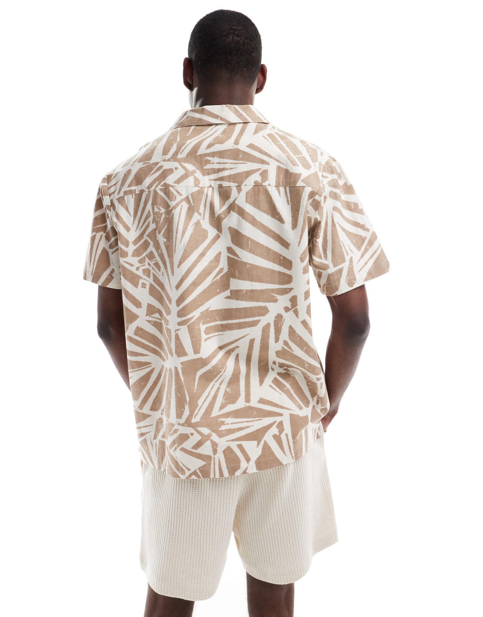 Aray abstract print resort beach shirt in brown - ASOS Sample Sale