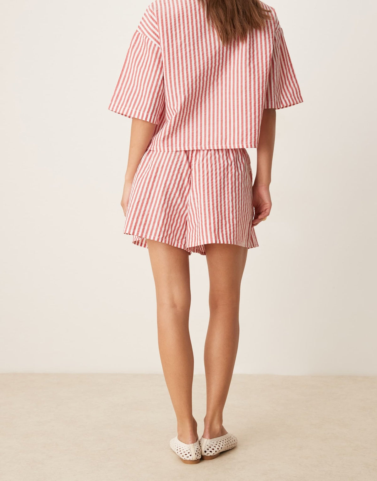 Aray beach short co-ord in red and white stripe - ASOS Sample Sale