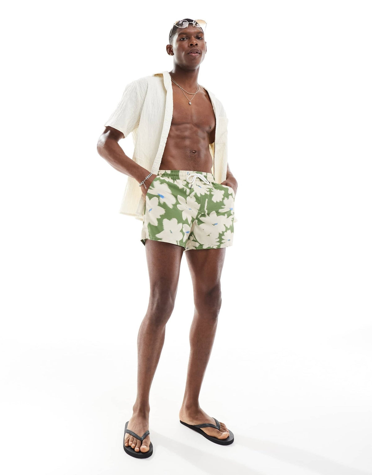 Aray flowing floral swim short in green - ASOS Sample Sale