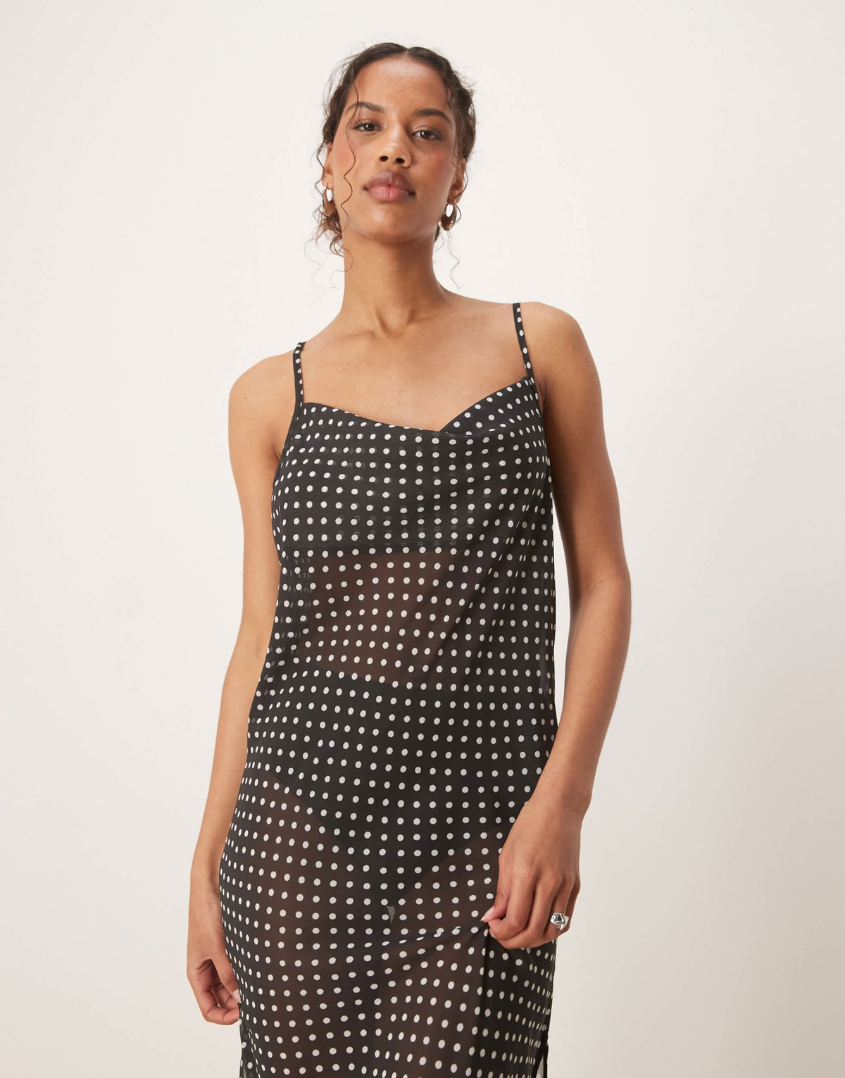 Aray polka dot print beach maxi dress in black - ASOS Sample Sale